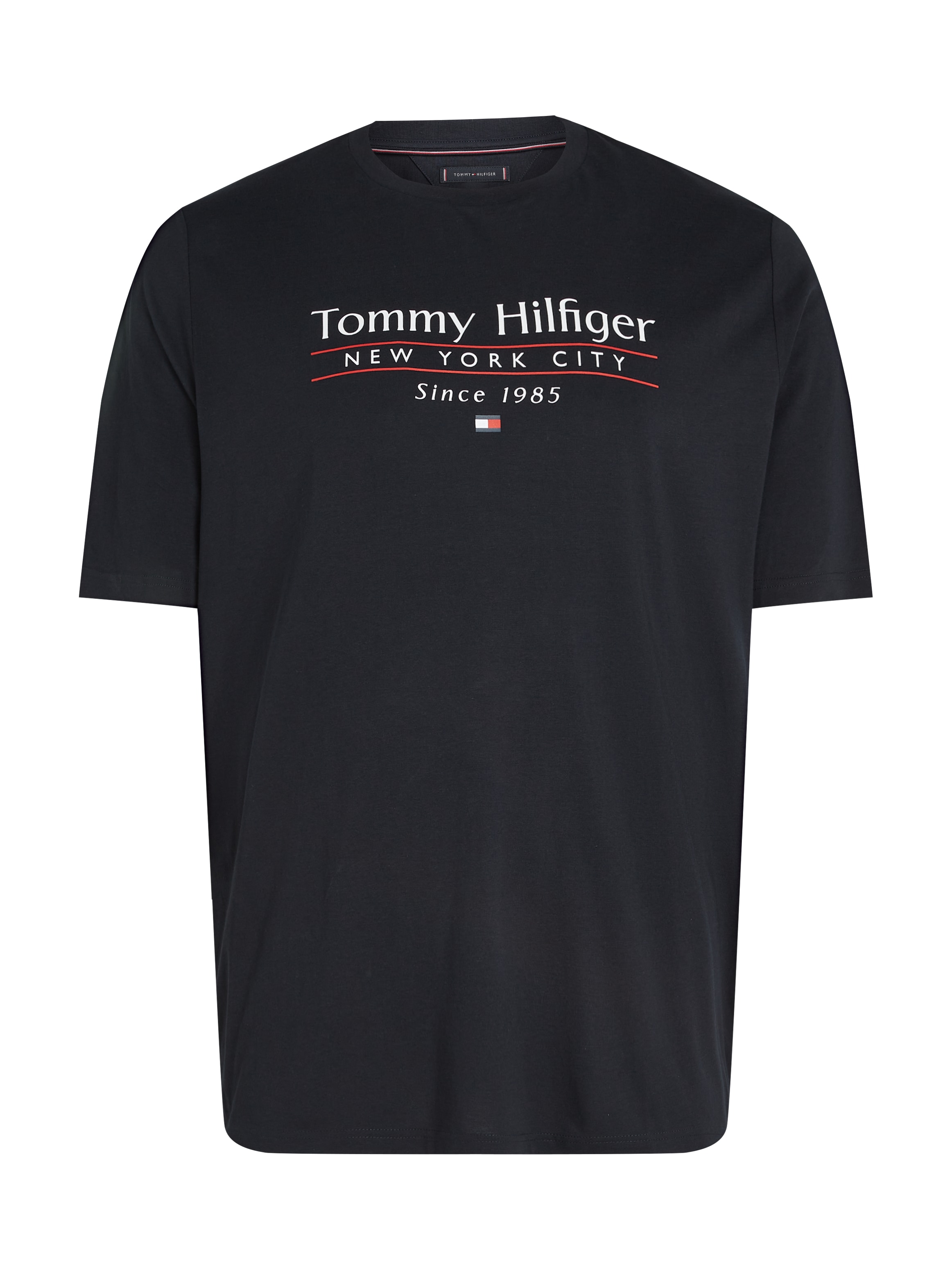 Tommy Hilfiger Big & Tall T-Shirt »BT-HILFIGER CENTER STACK TEE-B«, Grosse Grössen, mit mehrfarbigen Print