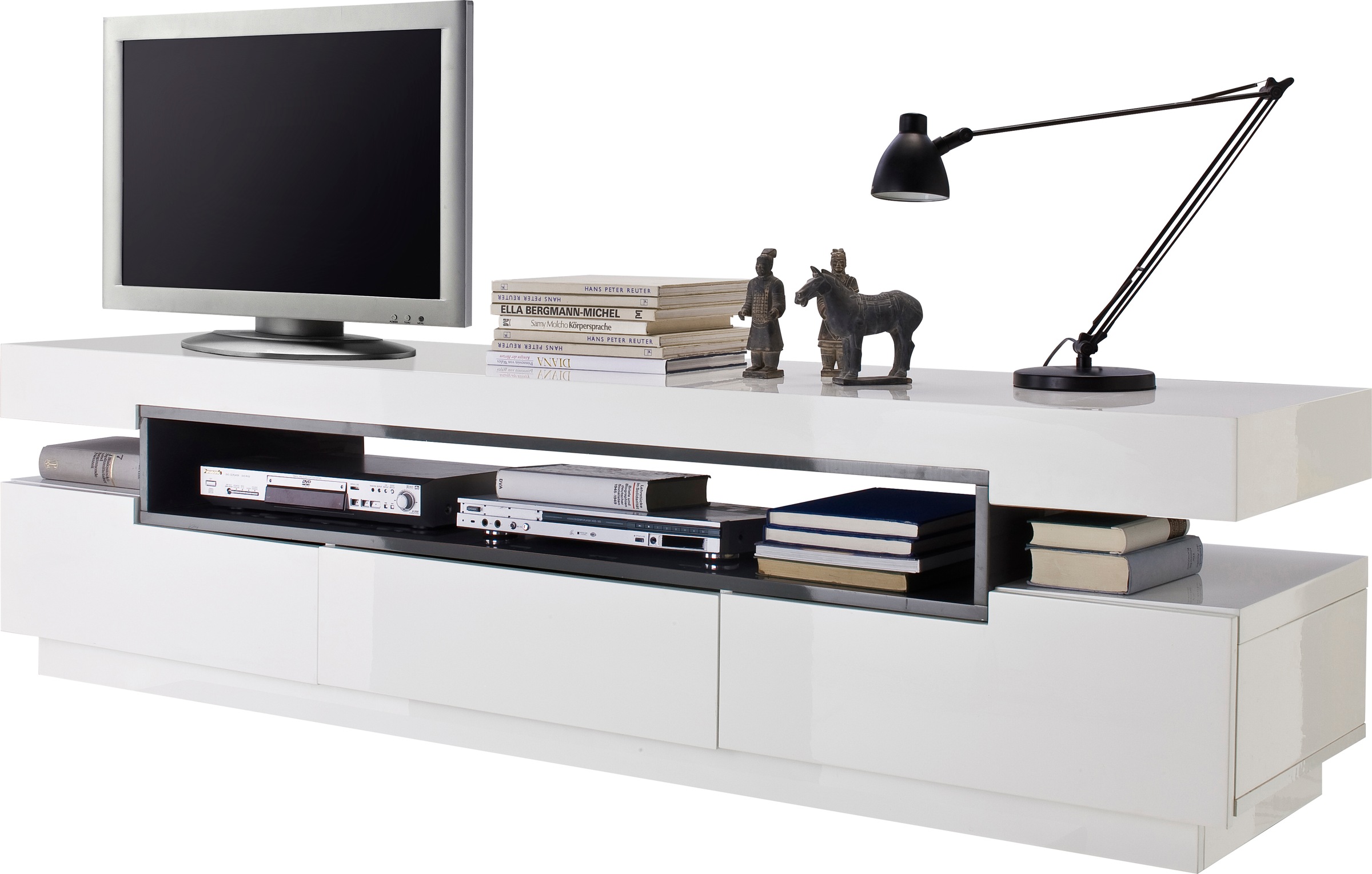 MCA furniture Lowboard »Laura«, weiss Hochglanz mit 3 Schubladen
