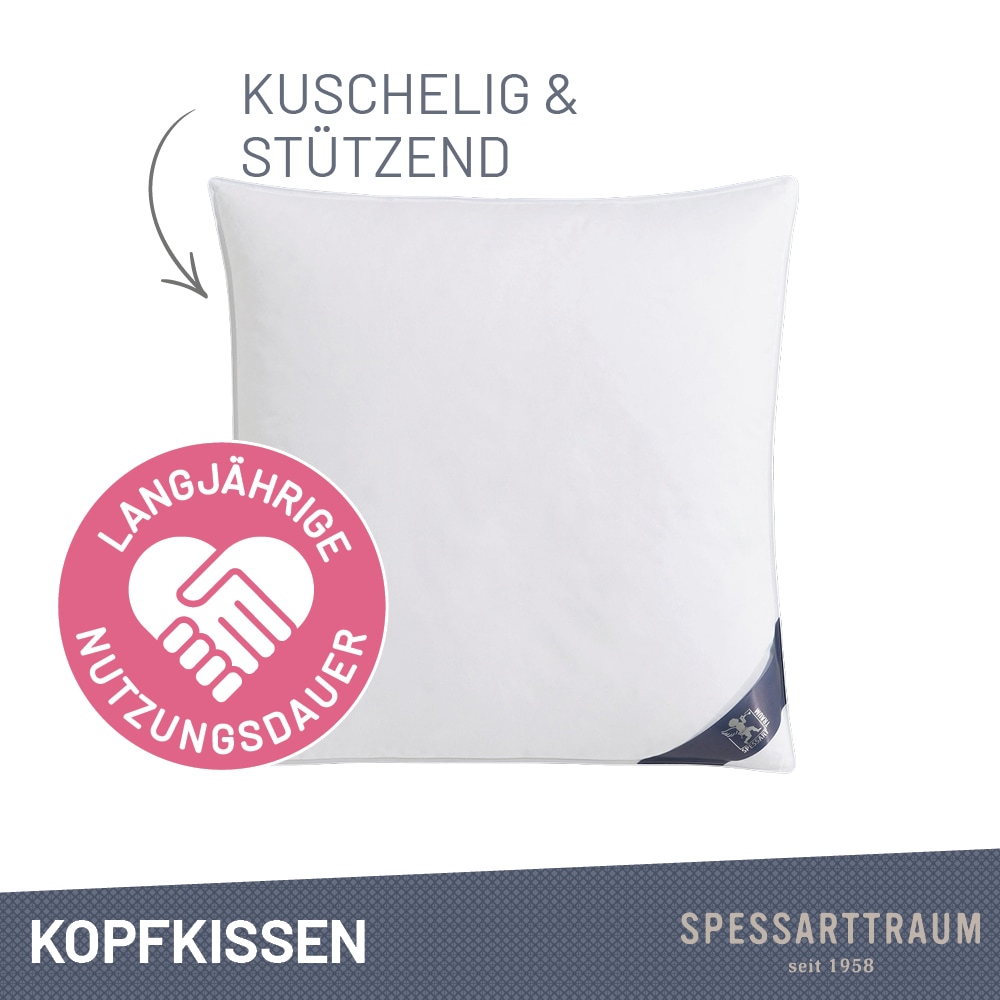 SPESSARTTRAUM 3-Kammer-Kopfkissen »Premium«, Füllung: 90% Gänsedaunen / 10% Gänsefedern, Klasse 1, Downpass zertifiziert (Aussenkammern), Bezug: 100% Baumwolle, nachhaltig (Made in Green), Hausstauballergiker geeignet, (1 St.), gute Stützkraft