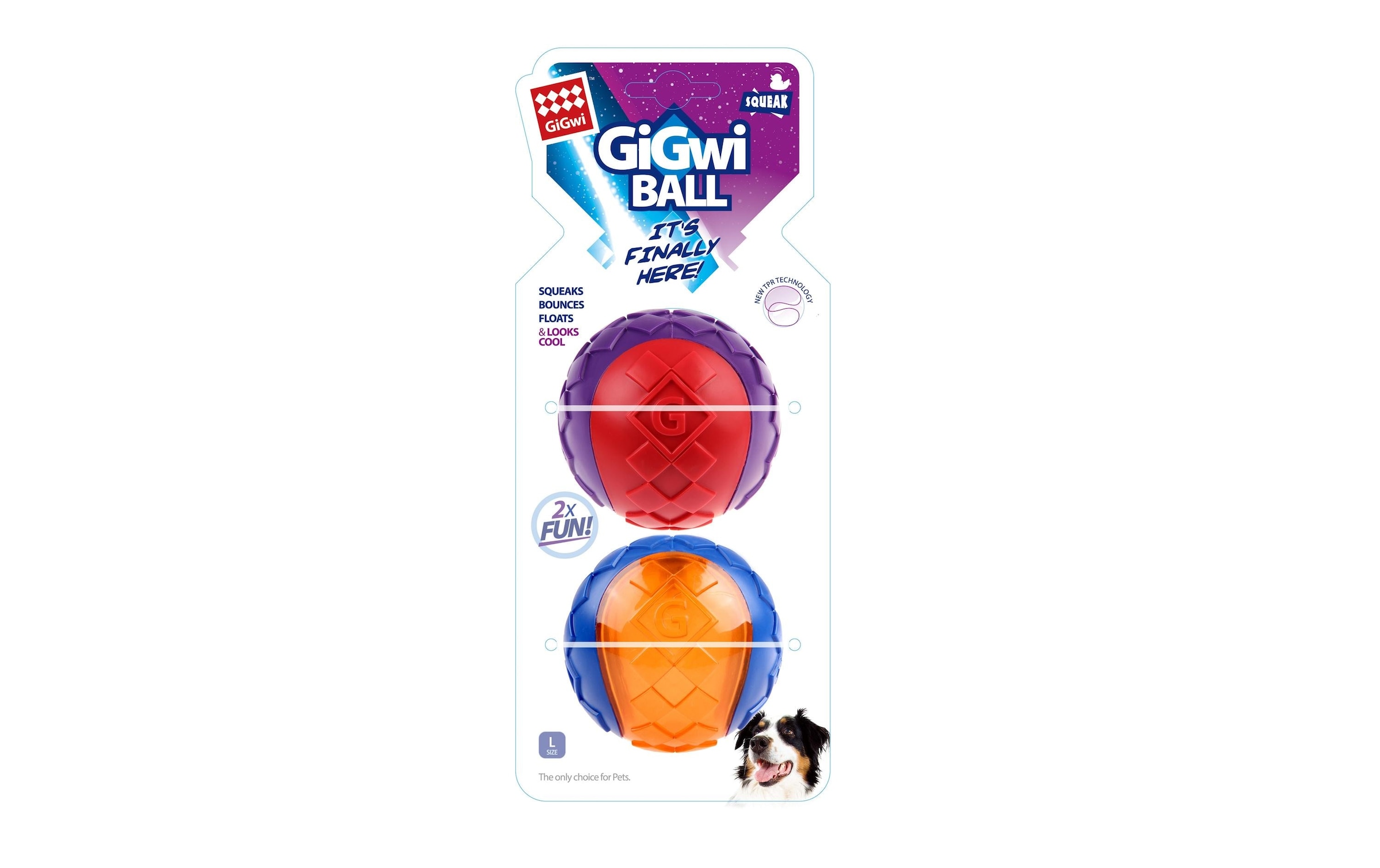 Tier-Beschäftigungsspielzeug »Ball Squeaker, Blau/Orange und Rot/Violett«, Kunststoff