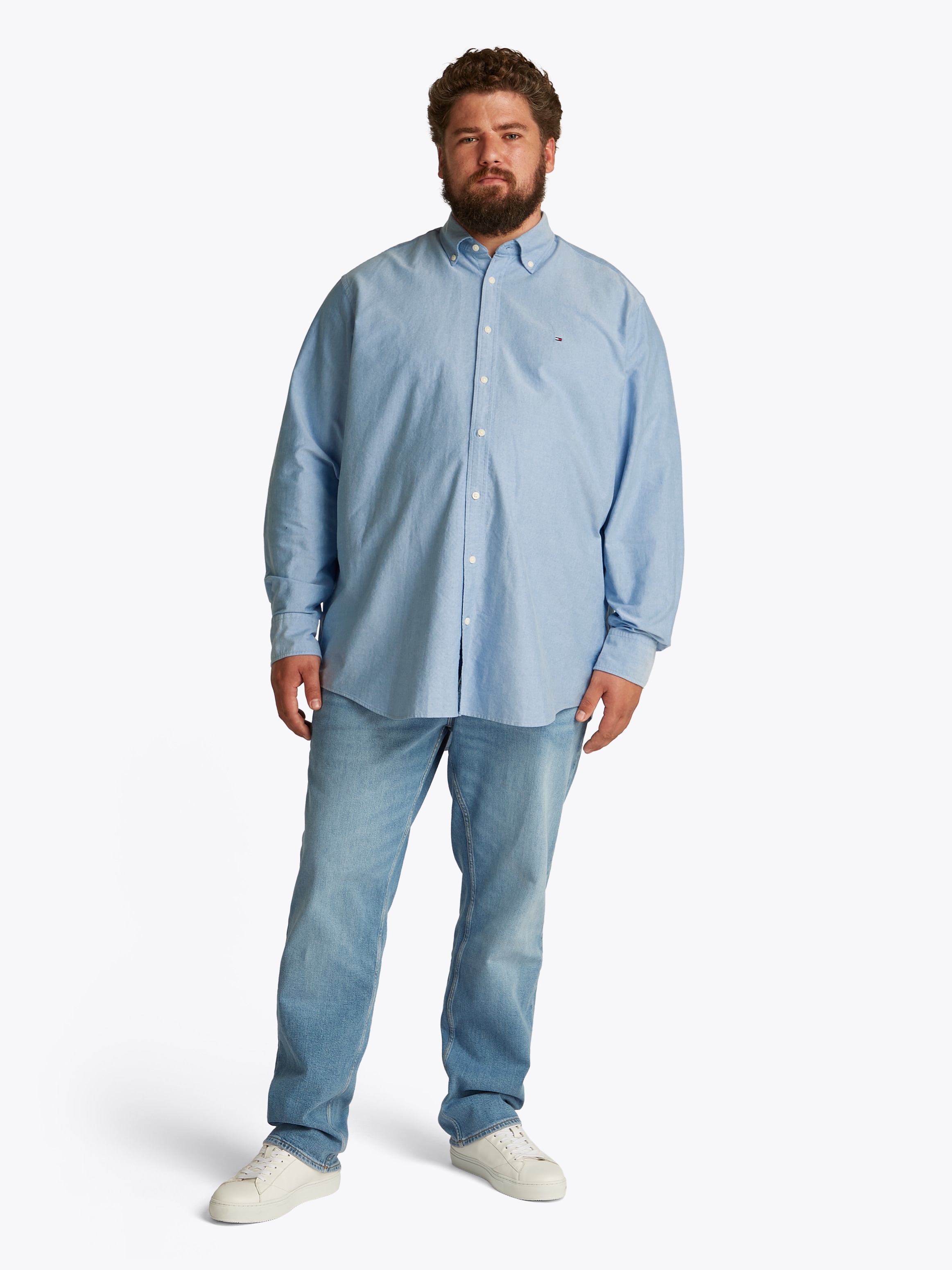 Tommy Hilfiger Big & Tall Langarmhemd »BT-SOLID HERITAGE OXFORD S-B«, in Grossen Grössen, Logostickerei
