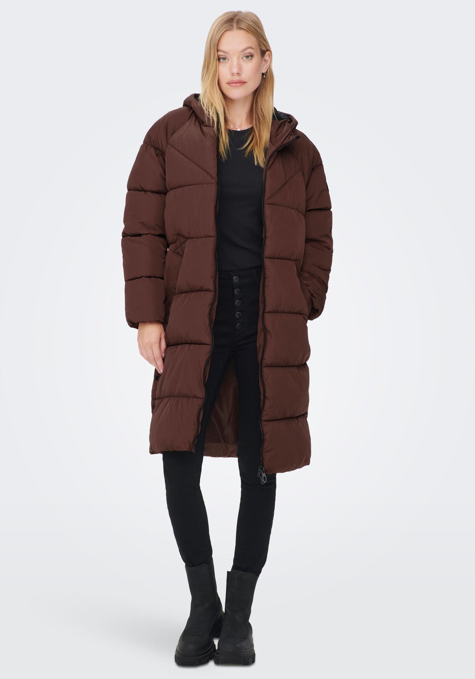 ONLY Steppmantel »ONLAMANDA LONG PUFFER COAT« mit Kapuze