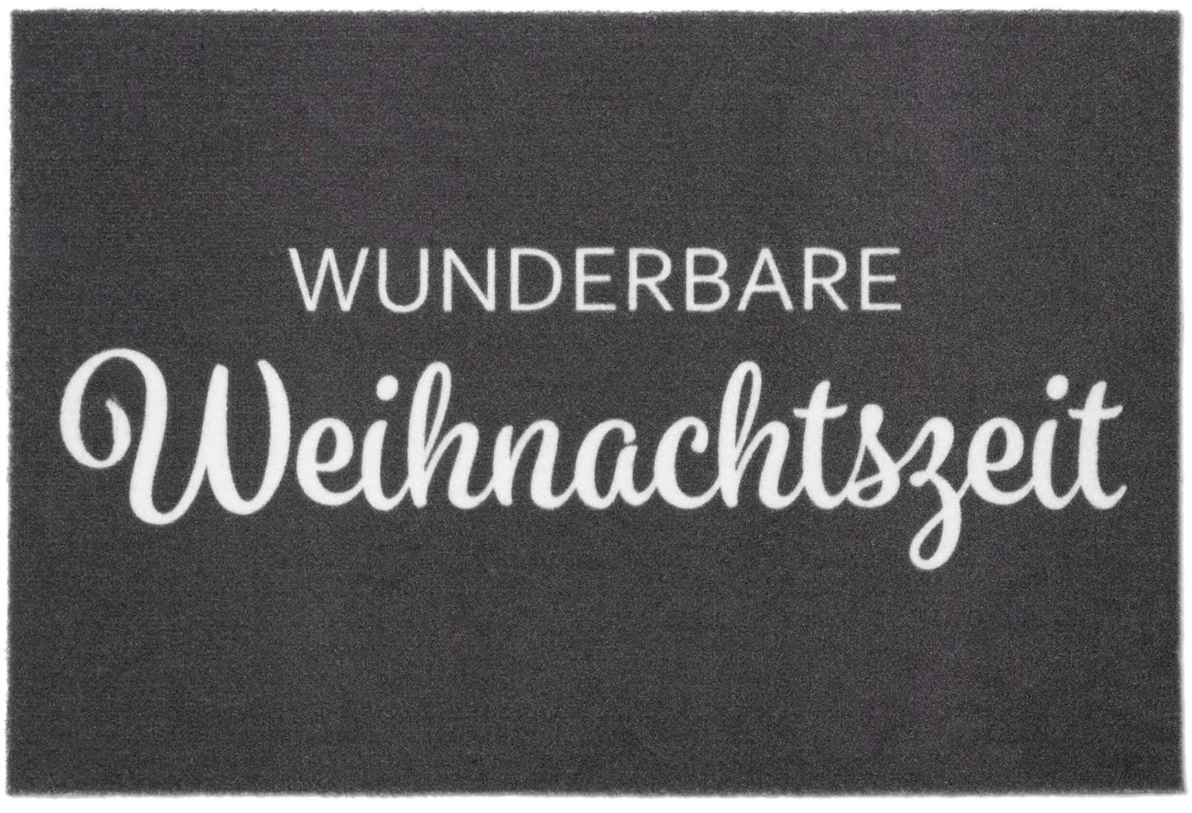 Primaflor-Ideen in Textil Fussmatte »VELVET - WEIHNACHTSZEIT«, rechteckig, 5 mm Höhe, Schmutzfangmatte, Weihnachten, mit Spruch, waschbar, rutschhemmend