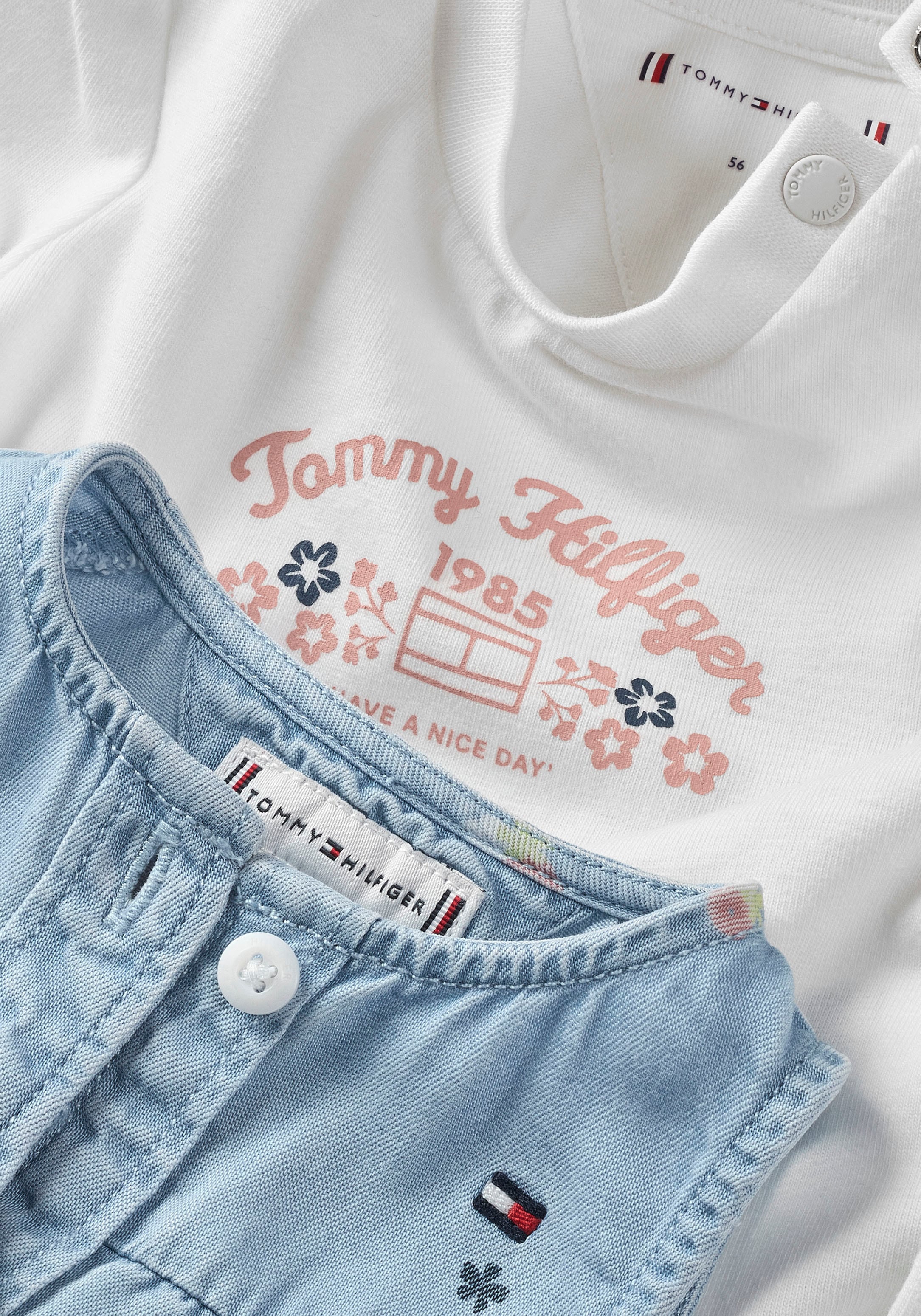 Tommy Hilfiger Shirt & Rock »FLOWER ALLOVER DRESS SET«, Baby bis 2 Jahre, Logodruck, Blümchenprint