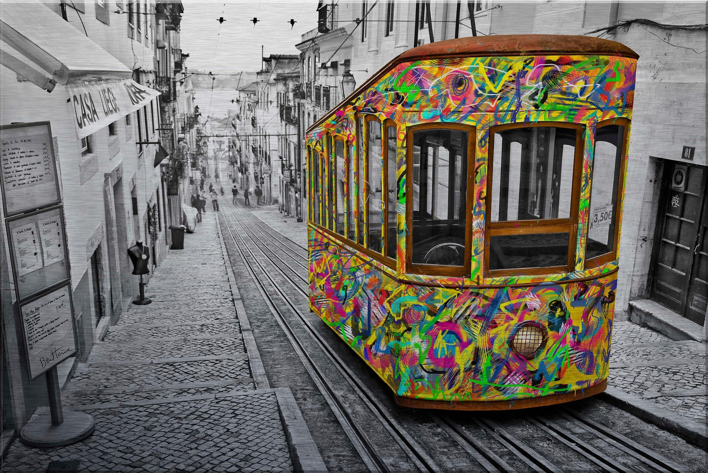 Tram - »Ben mit online Silberfarbeneffekt kaufen Jelmoli-Versand Lissabon«, in Wall-Art Metallbild | Heine
