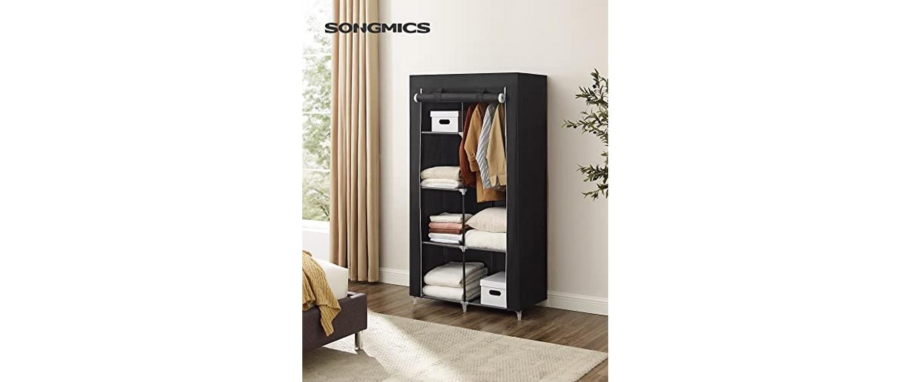 SONGMICS Regal »mit Rolltür 88 x 45 x 170 cm, Schwarz«