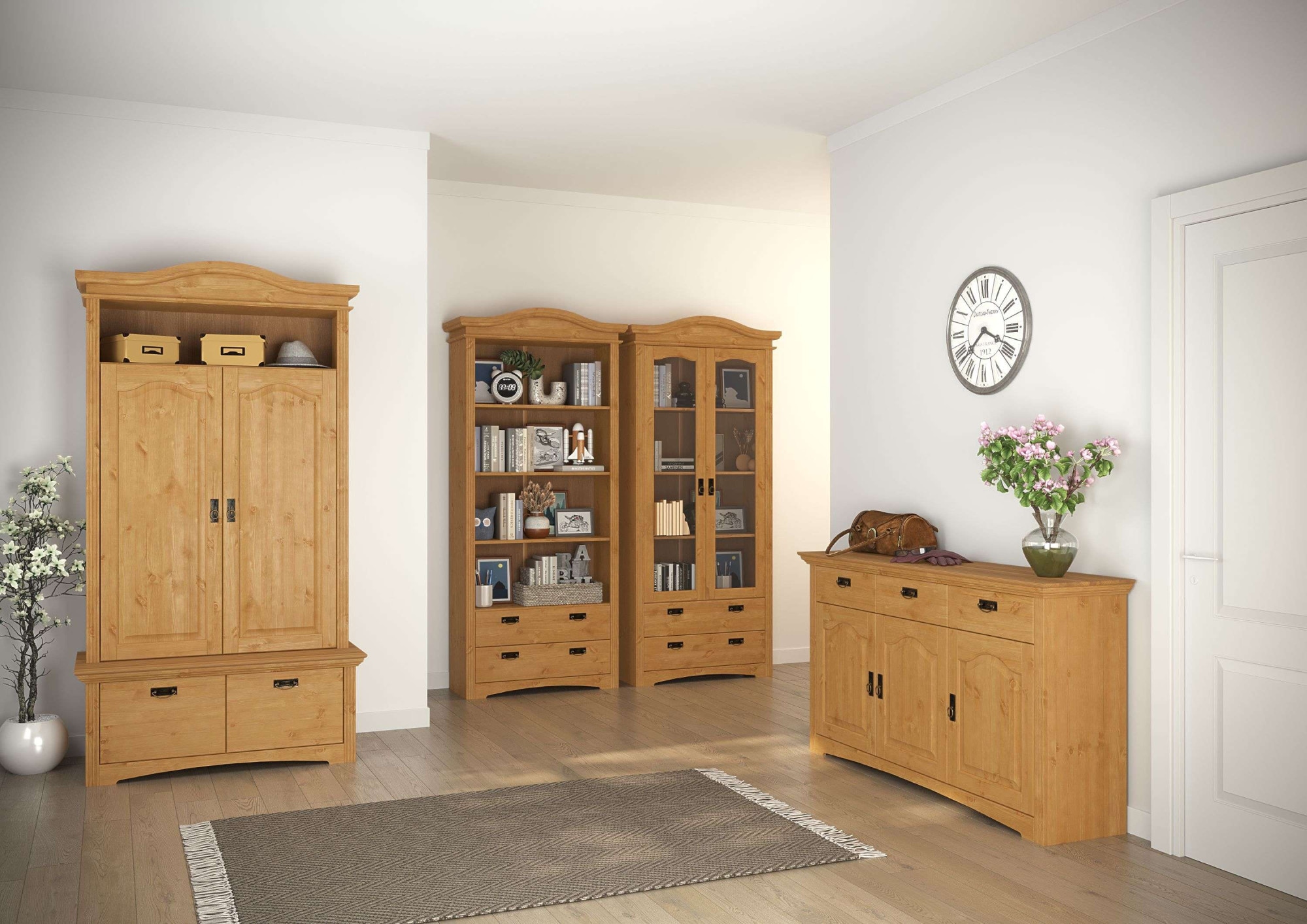 Home affaire Regal »Konrad, Standregal, Bücherregal, Stauraum«, aus massiver Kiefer, Breite 94 cm, Höhe 208 cm, mit Schubladen, FSC®