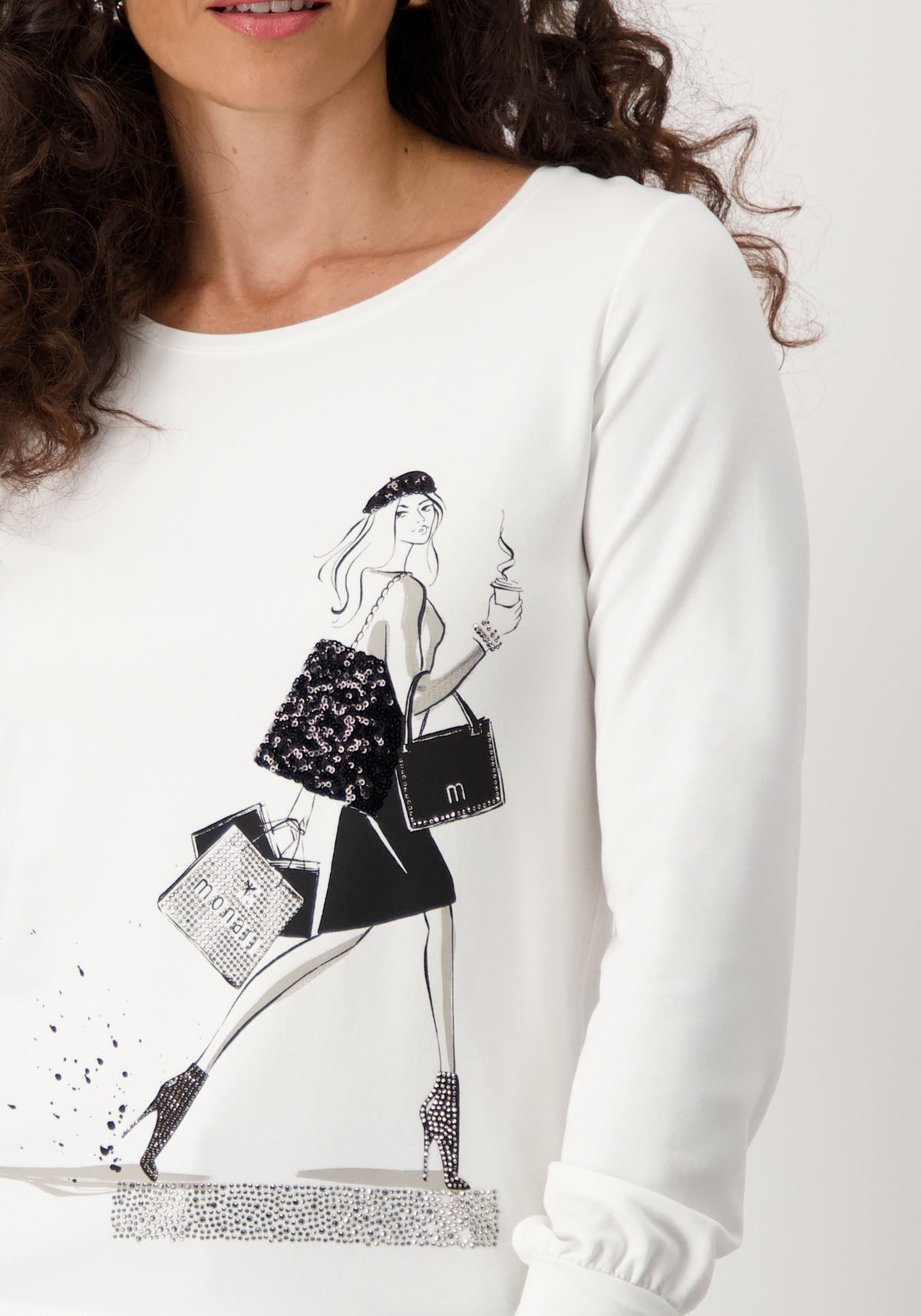 Monari Rundhalsshirt, mit Frontprint