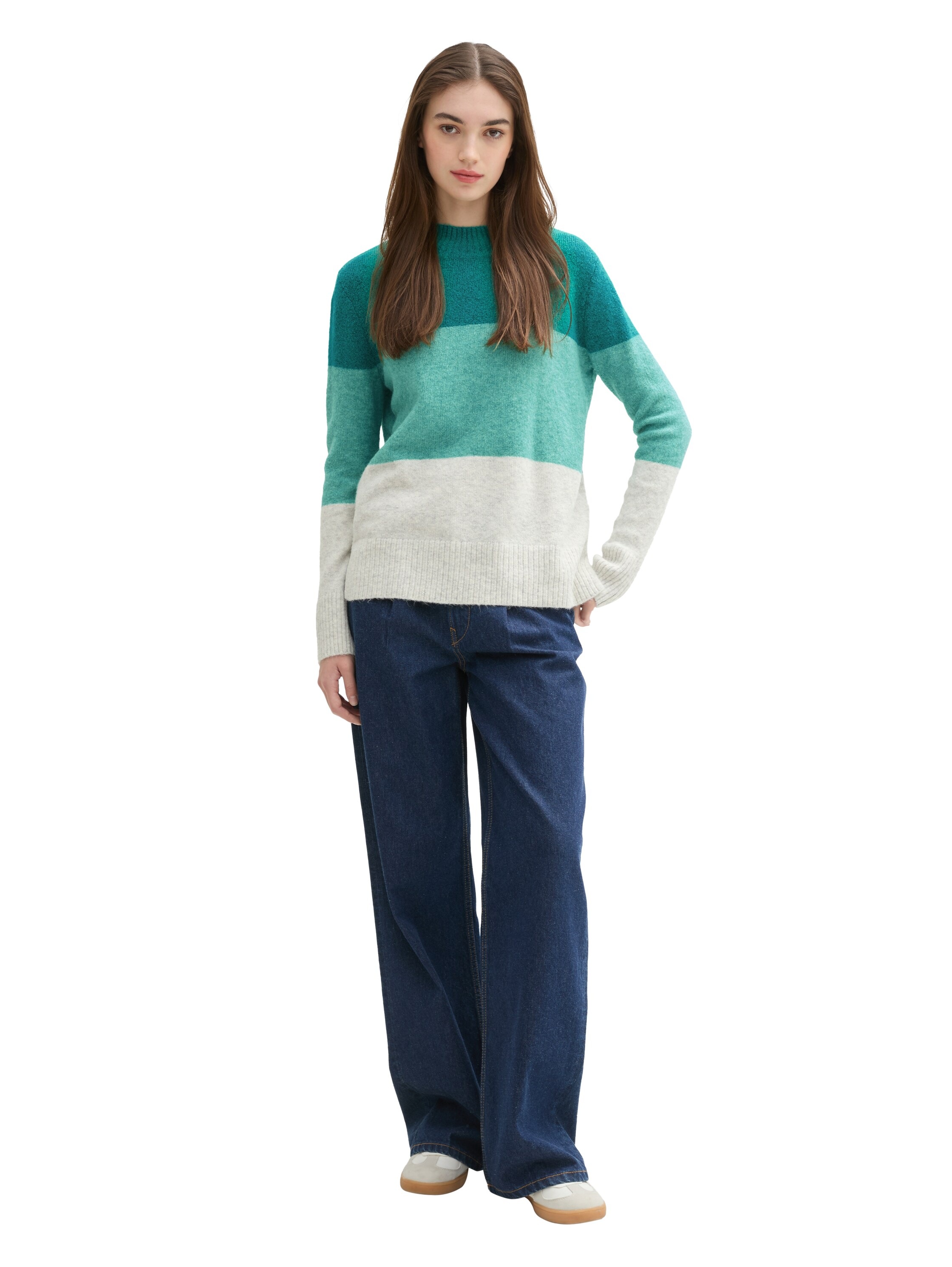 TOM TAILOR Denim Strickpullover, mit Colour Blocking