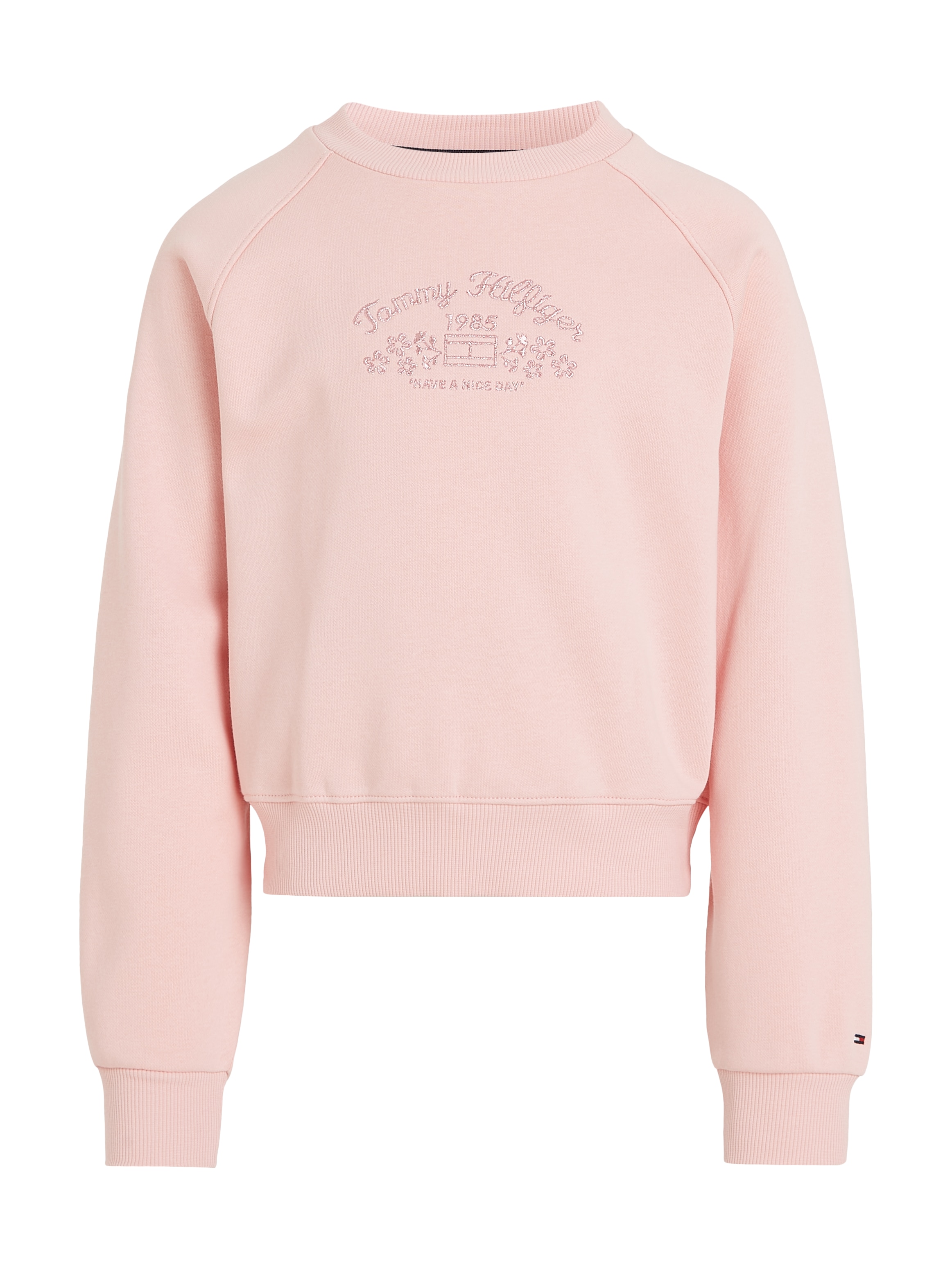 Tommy Hilfiger Sweatshirt »EMB FLOWER FLEECE CREWNECK«, Kinder bis 16 Jahre mit Logostickerei