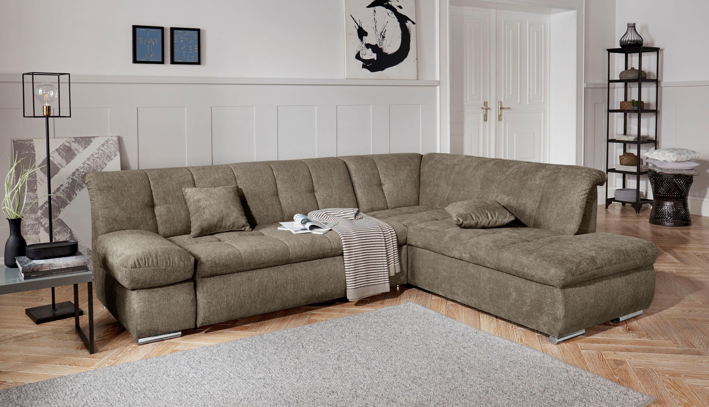 DOMO collection Ecksofa »Mona L-Form«, wahlweise mit Bett- und Armlehnfunktion