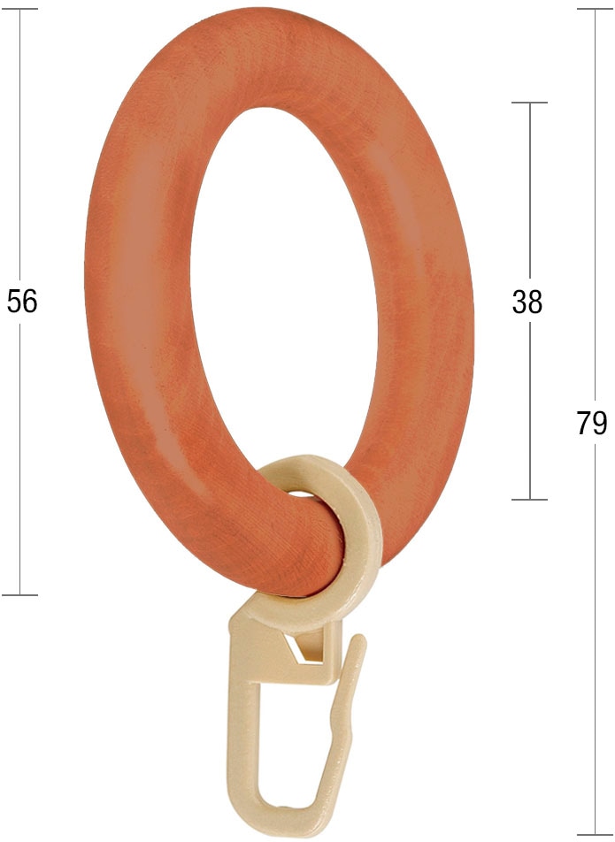 GARESA Gardinenring »Holzring mit Haken«, (20 St.), für Durchmesser bis 28mm, einfache Montage