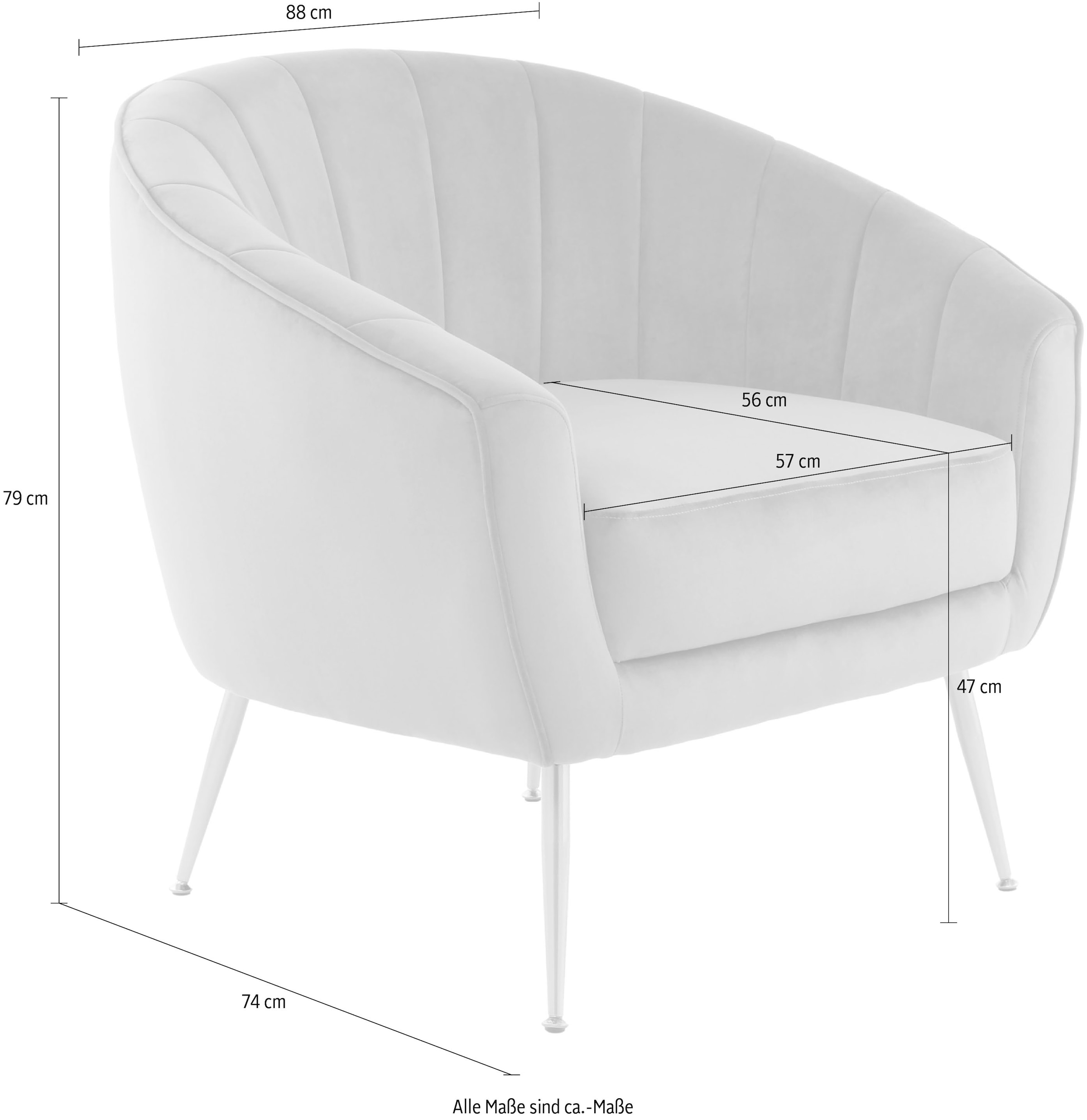 Kayoom Sessel »Sofa Doreen 125, komfortabler Sessel, einfarbige Gestaltung«, (1 St.), modern, platzsparend, pflegeleicht, samtweicher Bezug aus Stoff