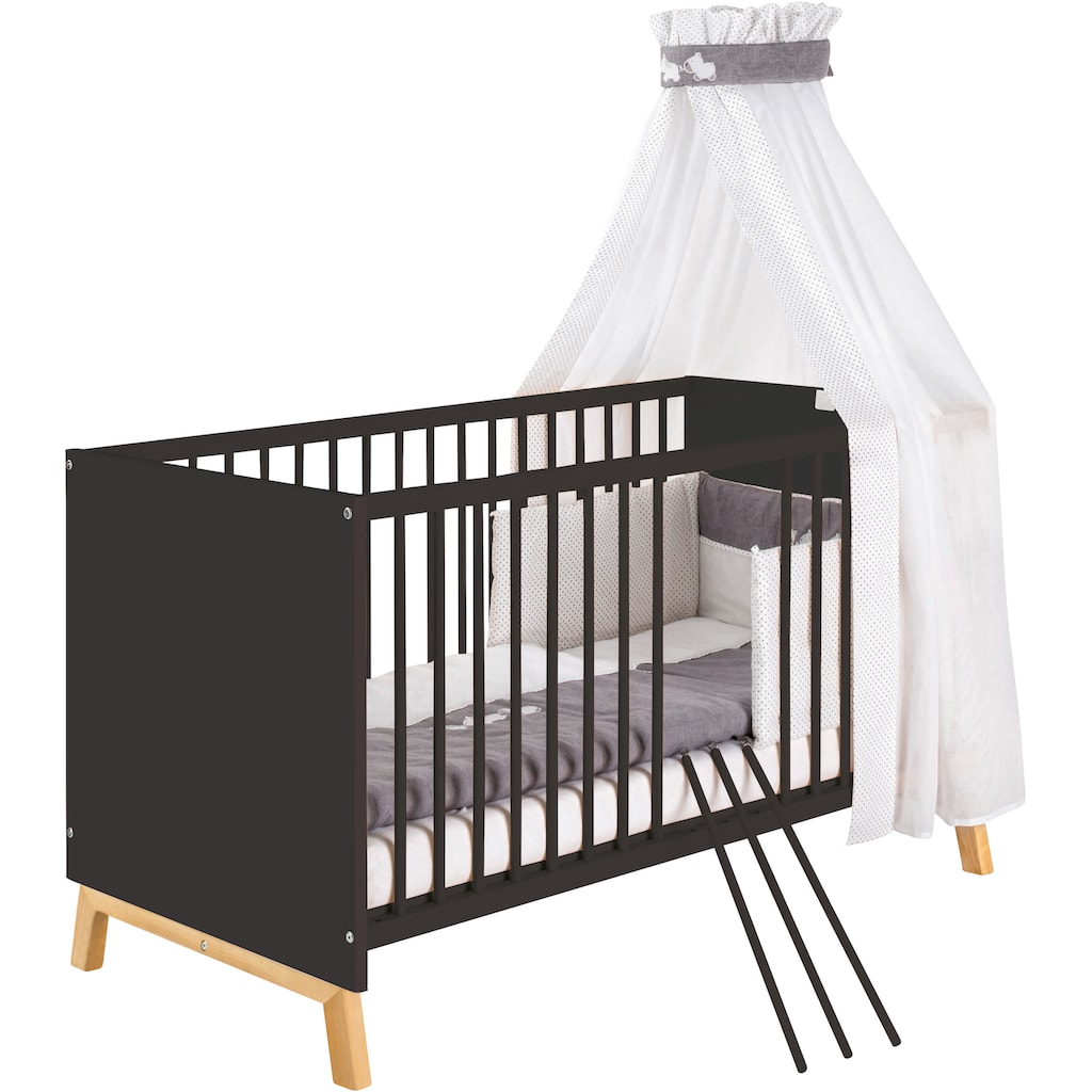 Schardt Babymöbel-Set »Sienna Black«, (Spar-Set, 2 St., Kinderbett, Wickelkommode)