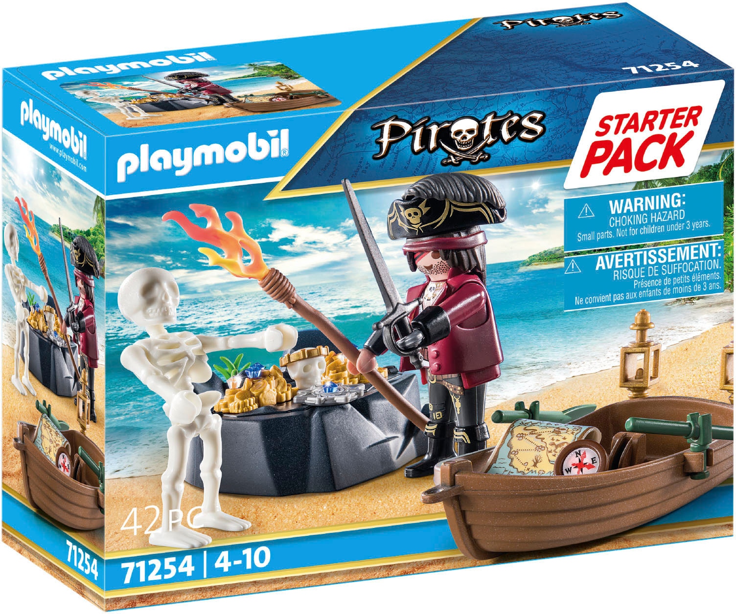 Playmobil® Konstruktions-Spielset »Starter Pack, Pirat mit Ruderboot (71254), Pirates«, (42 St.), Made in Europe