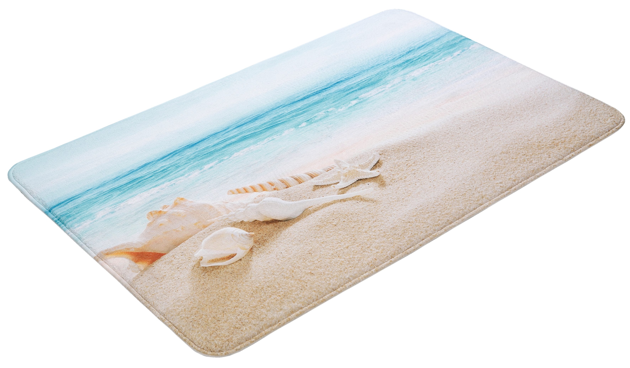 my home Badematte »Strand«, Memory Schaum, fussbodenheizungsgeeignet-schnell trocknend, mit Strand-Motiv, Badematten auch als 2 teiliges Set erhältlich