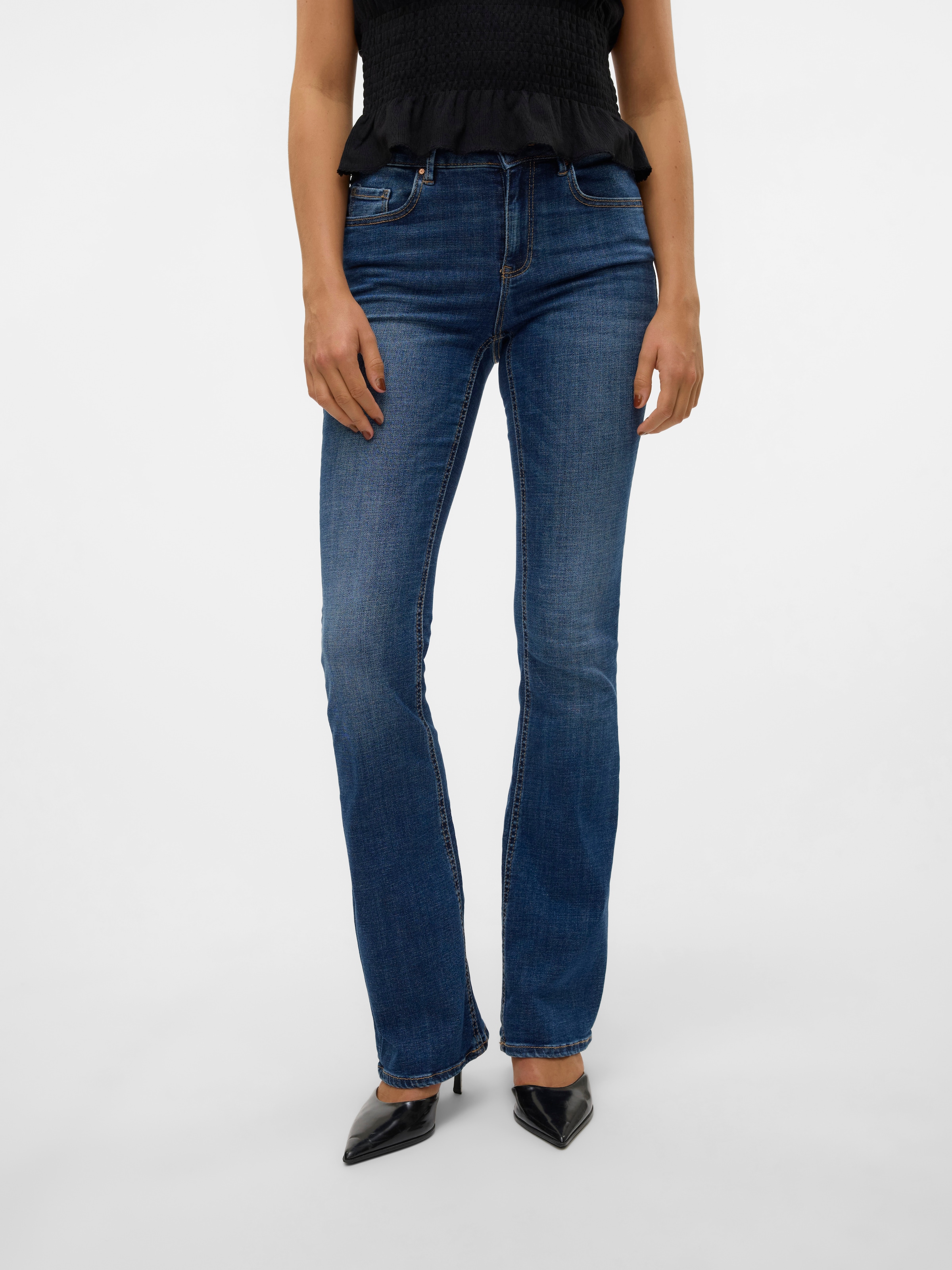Vero Moda Bootcut-Jeans »VMFLASH MR FLARED JEANS LI3110 GA NOOS« Baumwollmischung mit Stretch, regular waist, bootcut fit