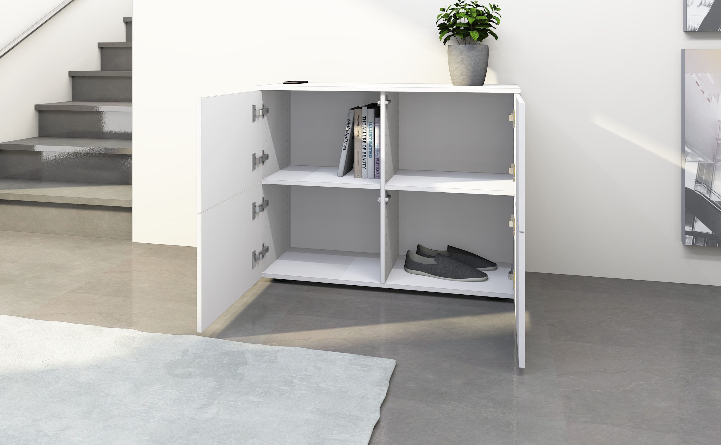 borchardt Möbel Kommode »Rova«, Breite 93 cm, 4-türig, Kommode mit viel Stauraum, weiss-matt