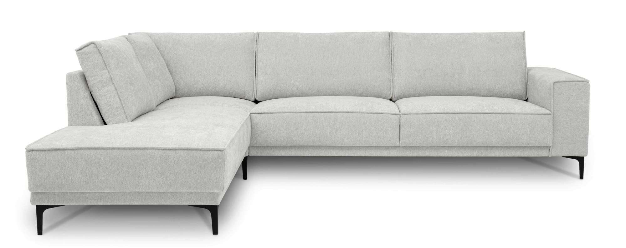 Places of Style Ecksofa »Polsterecke Oland, Struktur, Flachgewebe, Luxus-Microfaser, Boucle«, L-Form, 289 cm, Wellenunterfederung, Skandi-Design, Metallfüsse