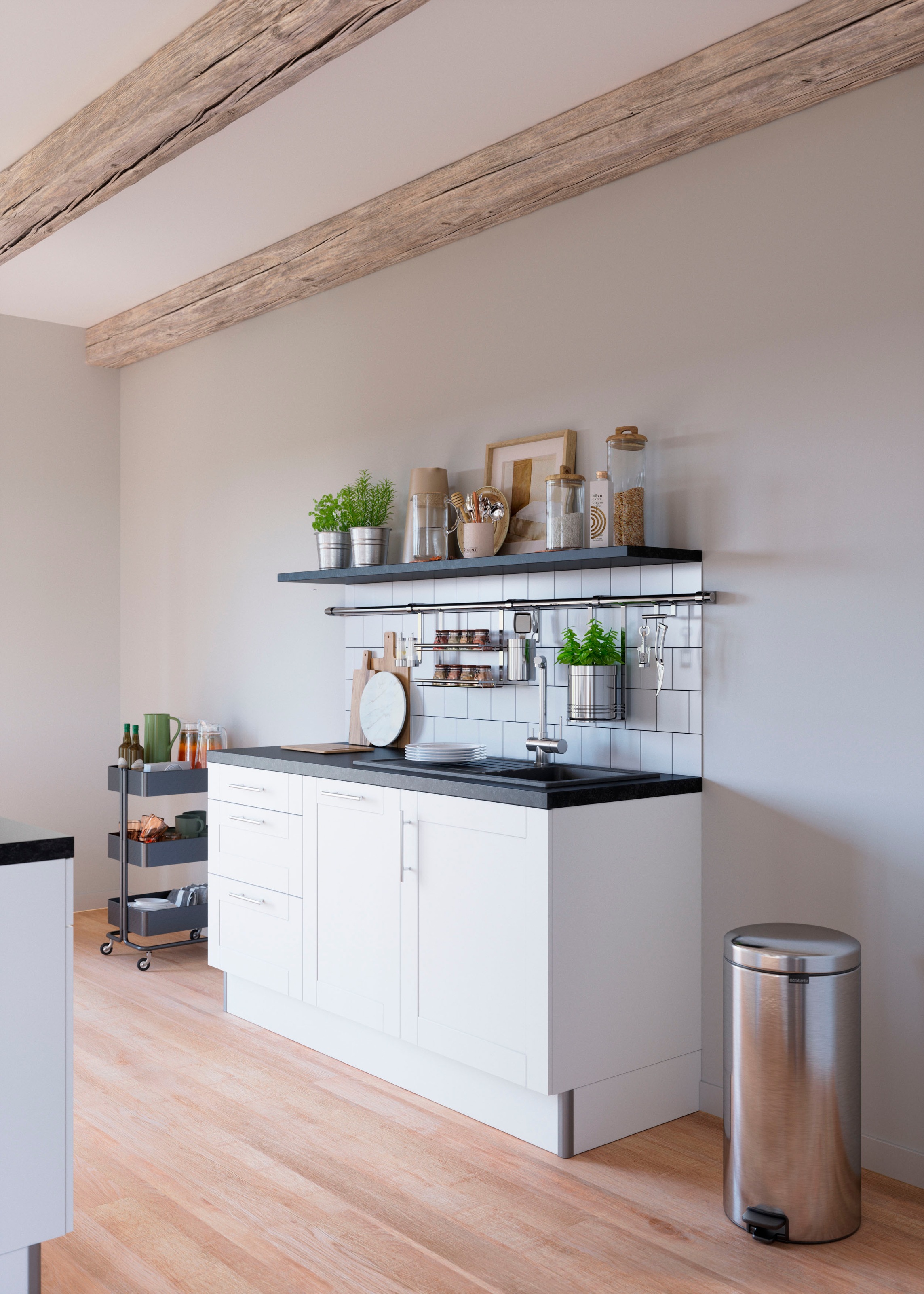 OPTIFIT Küche "Ahus" 180 cm breit, wahlw.mit E-Geräten, Soft Close Funktion, MDF Fronten