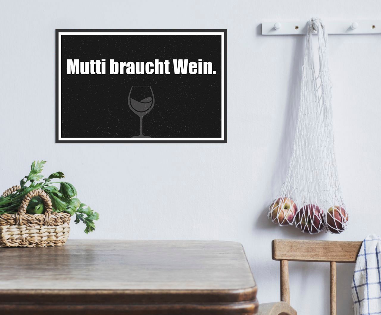 queence Metallbild »Mutti braucht Wein«, Schriftzüge, (1 St.), Stahlschilder
