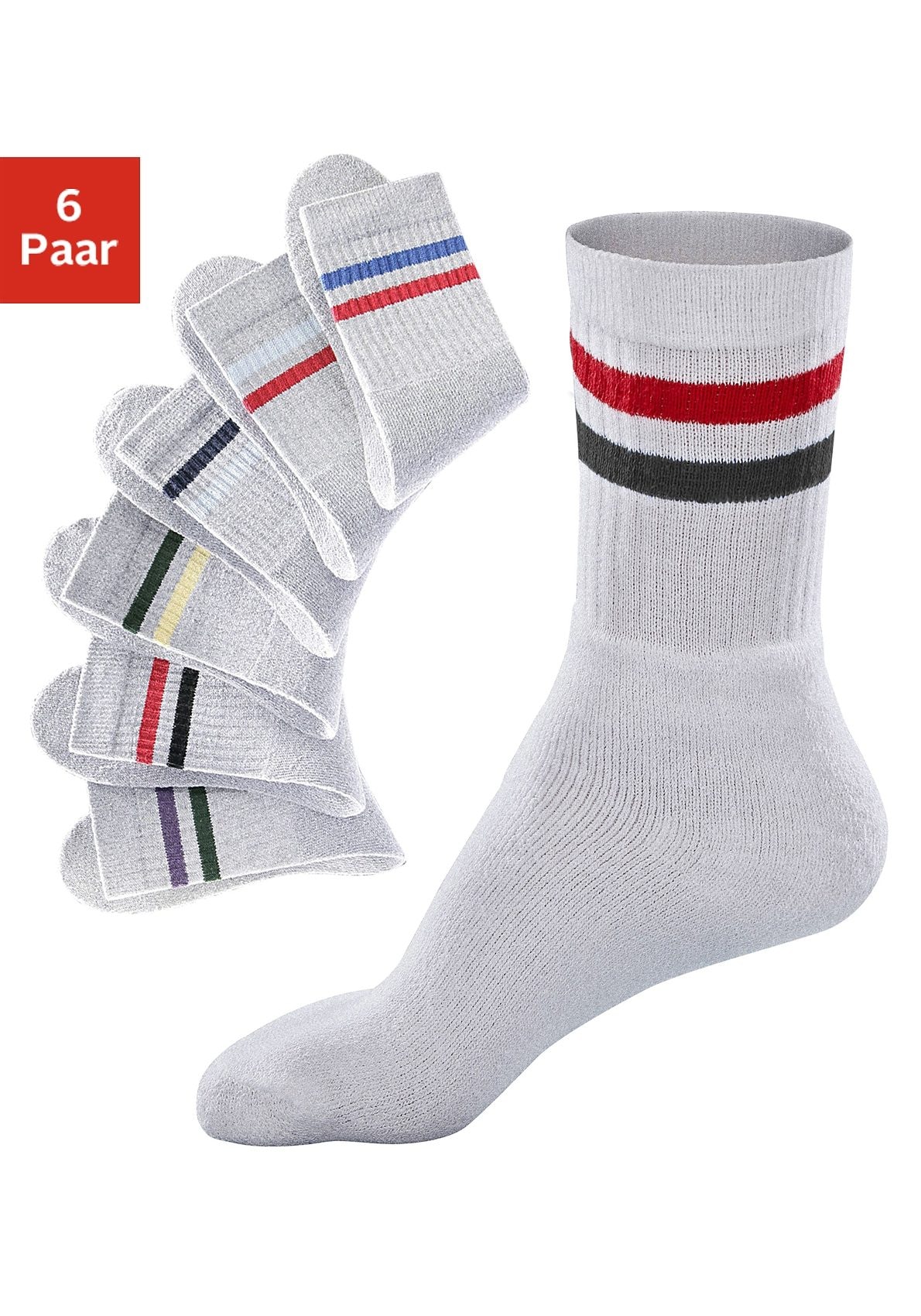 Go in Freizeitsocken Packung, 6 Stk. tlg. mit farbigen Streifen