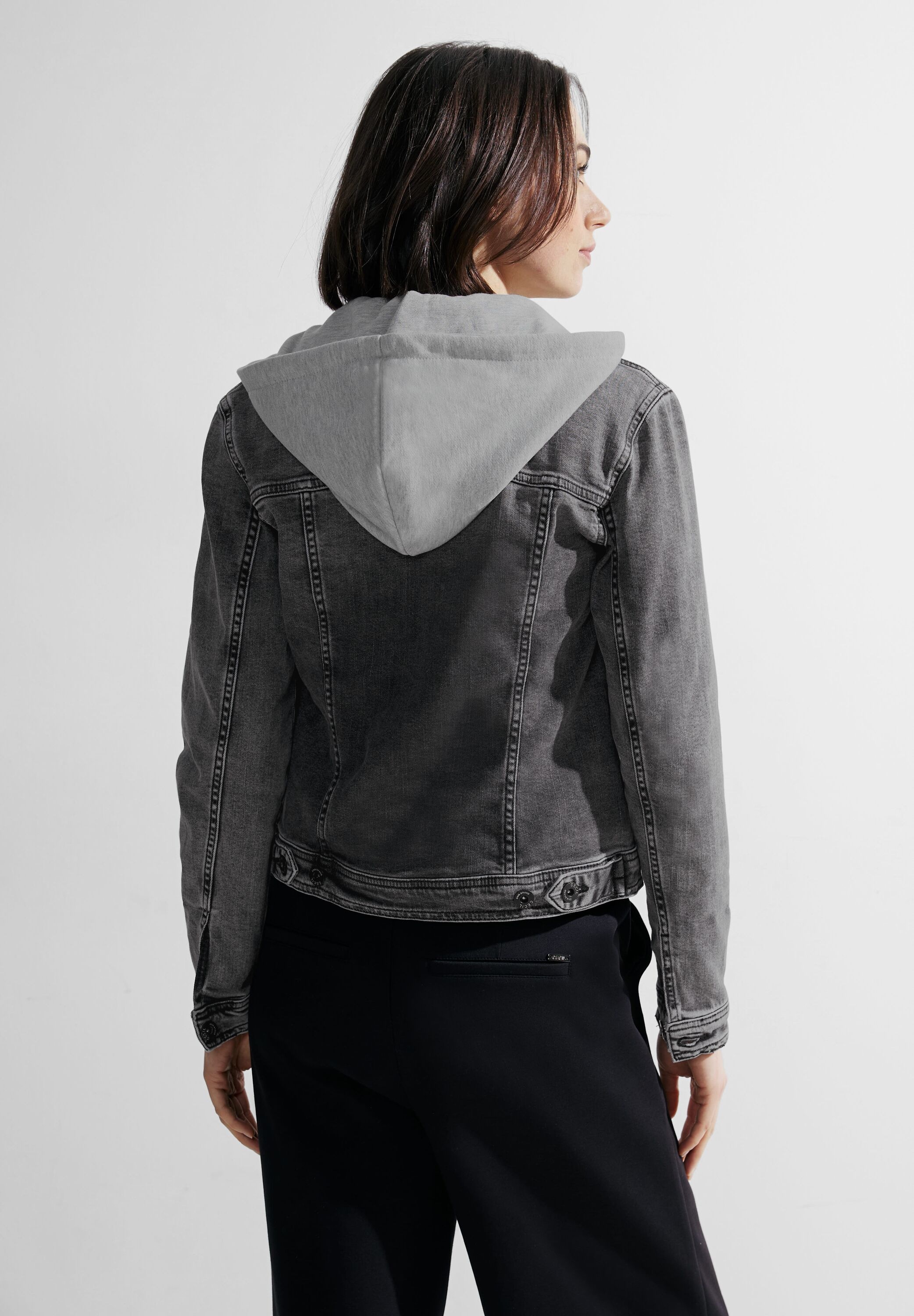 Cecil Jeansblazer »Style Denim Jacket Black Hood«, mit Sweat-Kapuze