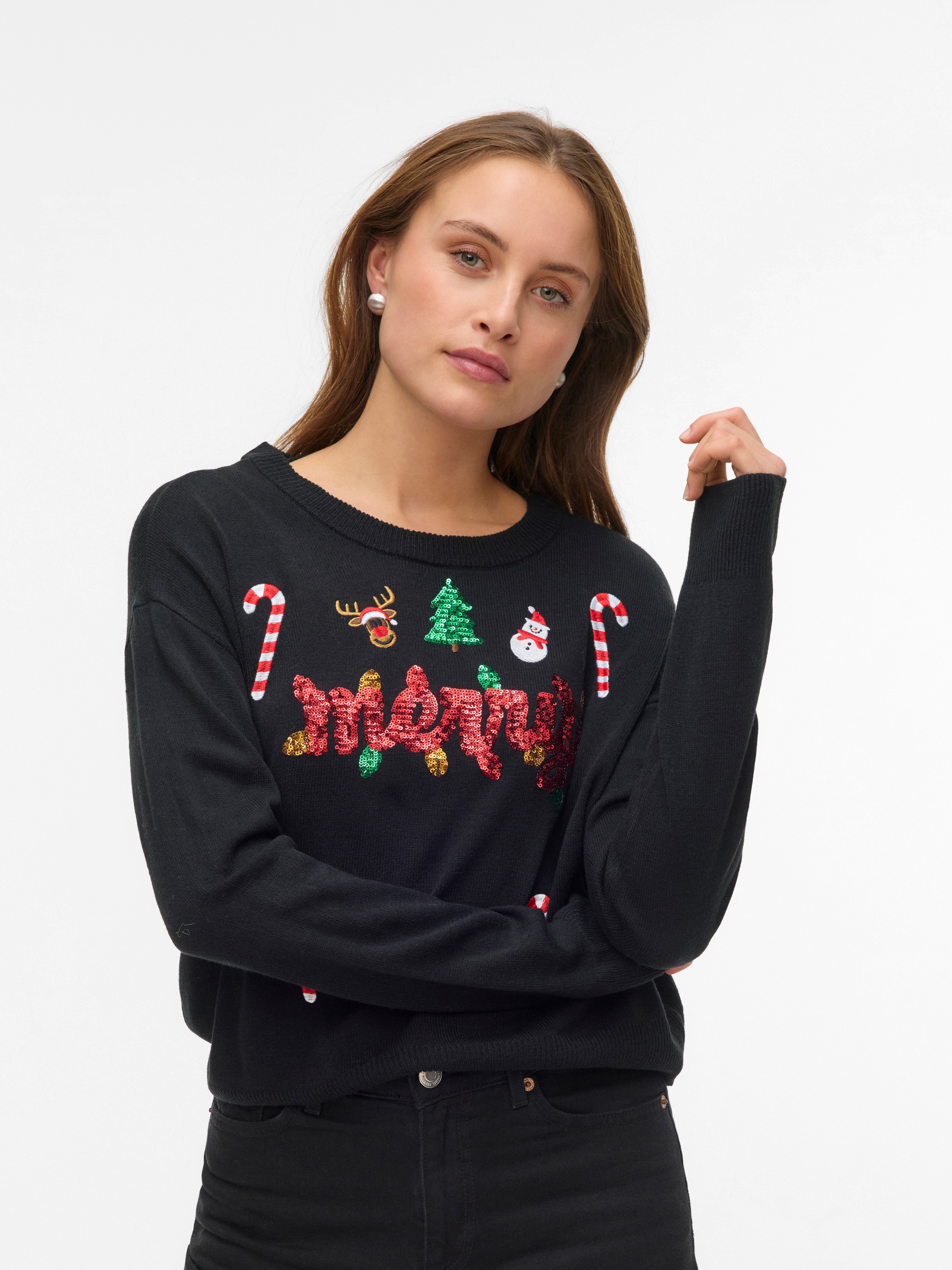 Vero Moda Weihnachtspullover »VMGLITTER LS O-NECK XMAS BOX«