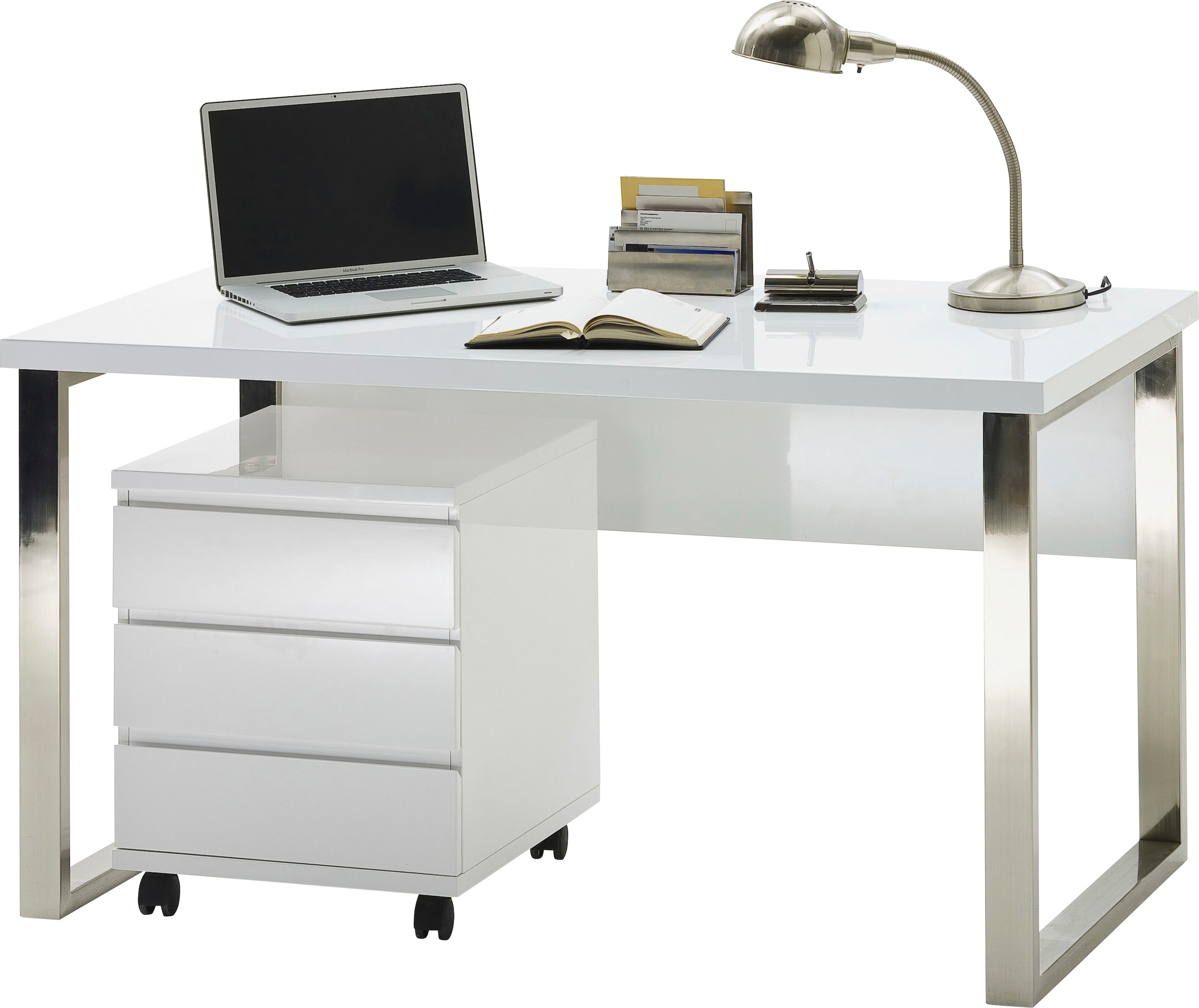 MCA furniture Schreibtisch »Sydney«, weiss Hochglanz, Breite 140 cm