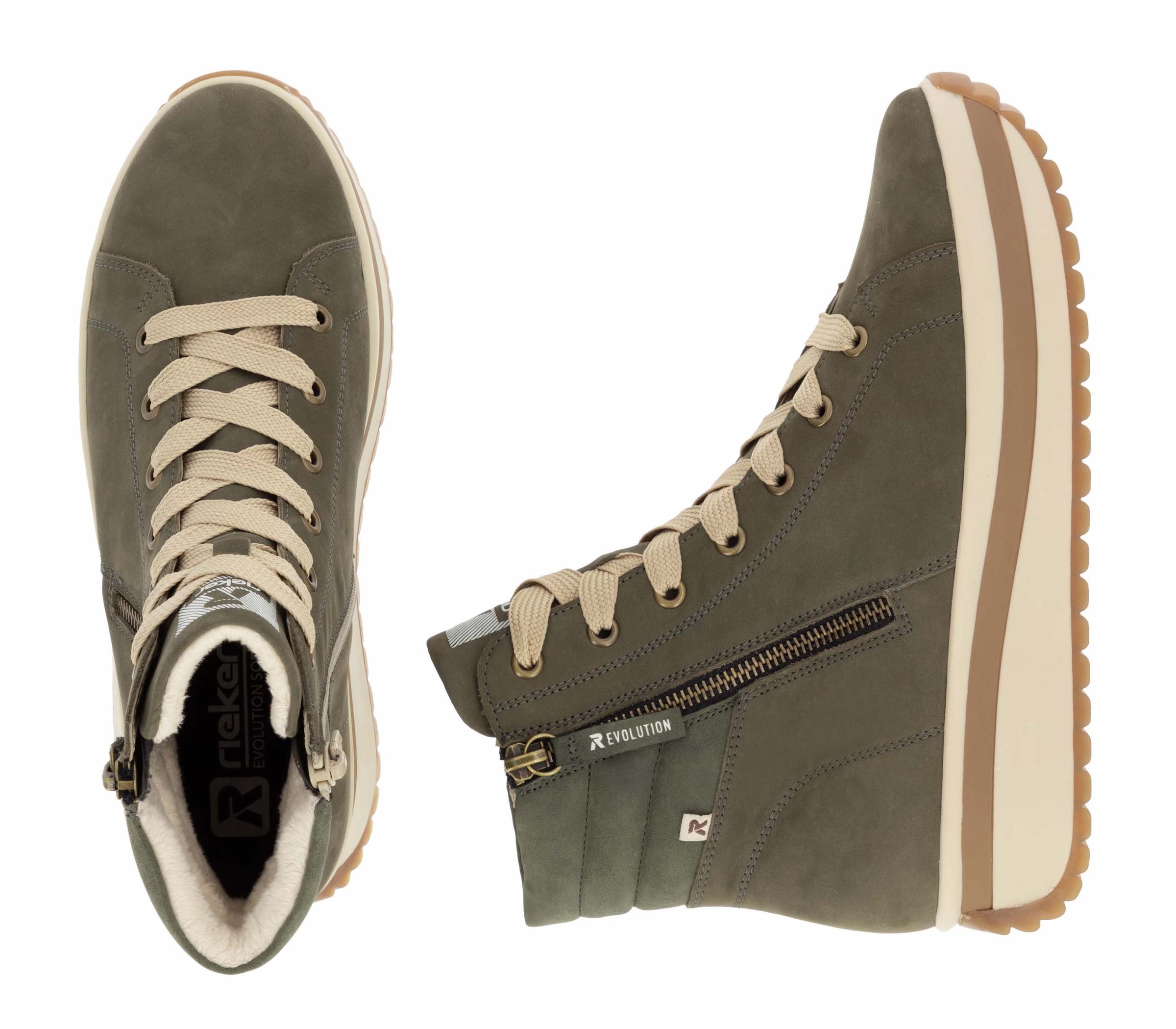 Rieker EVOLUTION Schnürboots, Plateaustiefelette, High Top Sneaker mit zwei Reissverschlüsse