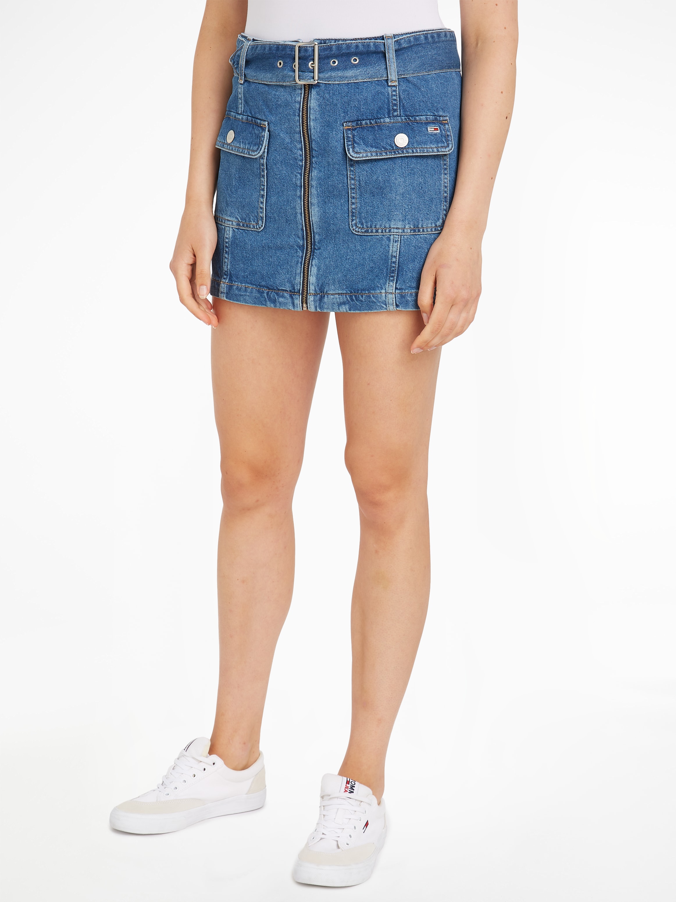 Jeansrock »BELTED ZIPPER SKIRT BH7036«, Webrock mit Gürtel aus Denim