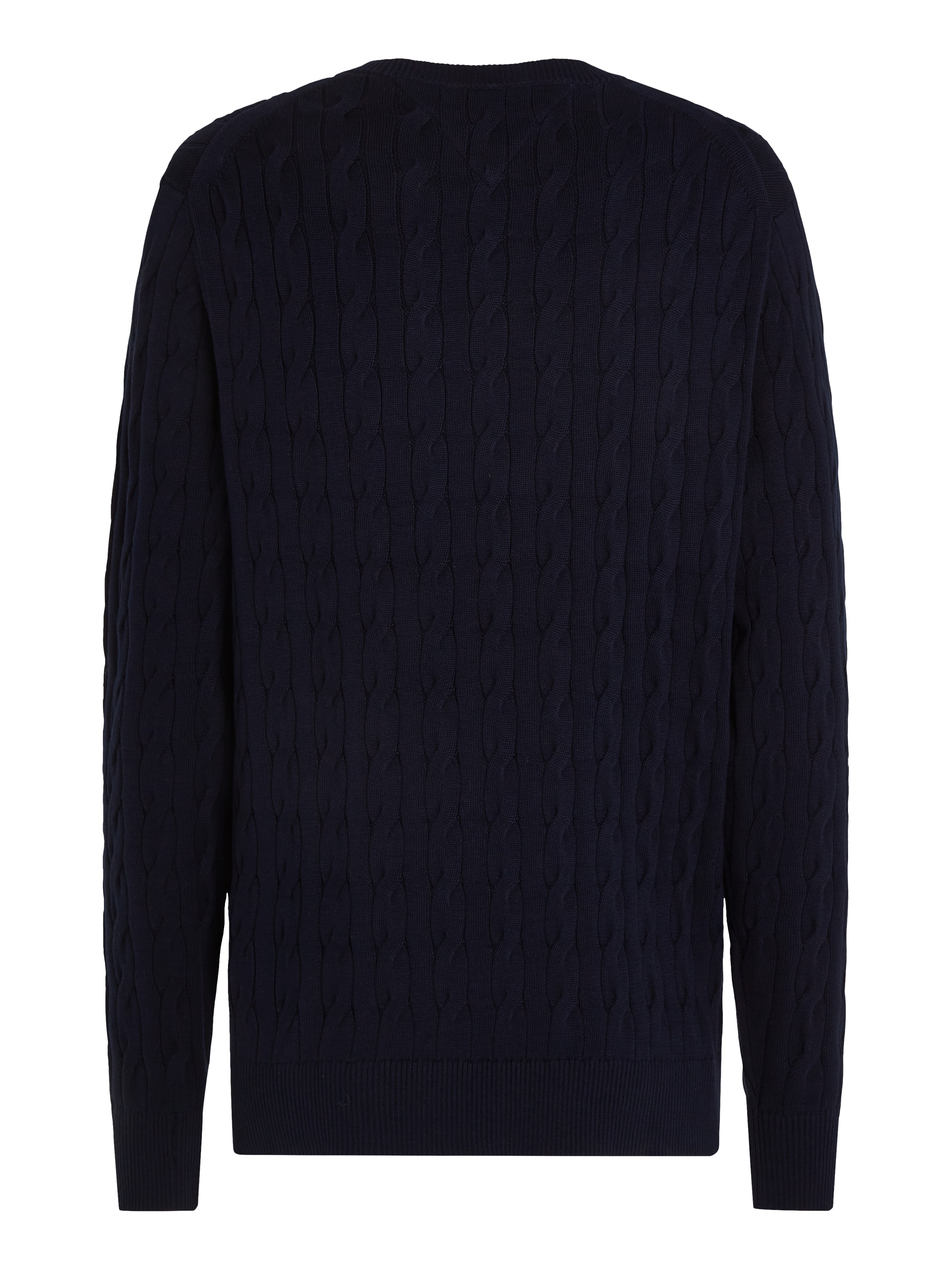 Tommy Hilfiger Strickpullover »CLASSIC CABLE CREW NECK mit Strukturstrick und Flaglabel«, unifarben, casual, regular fit, Baumwolle, Rundhals