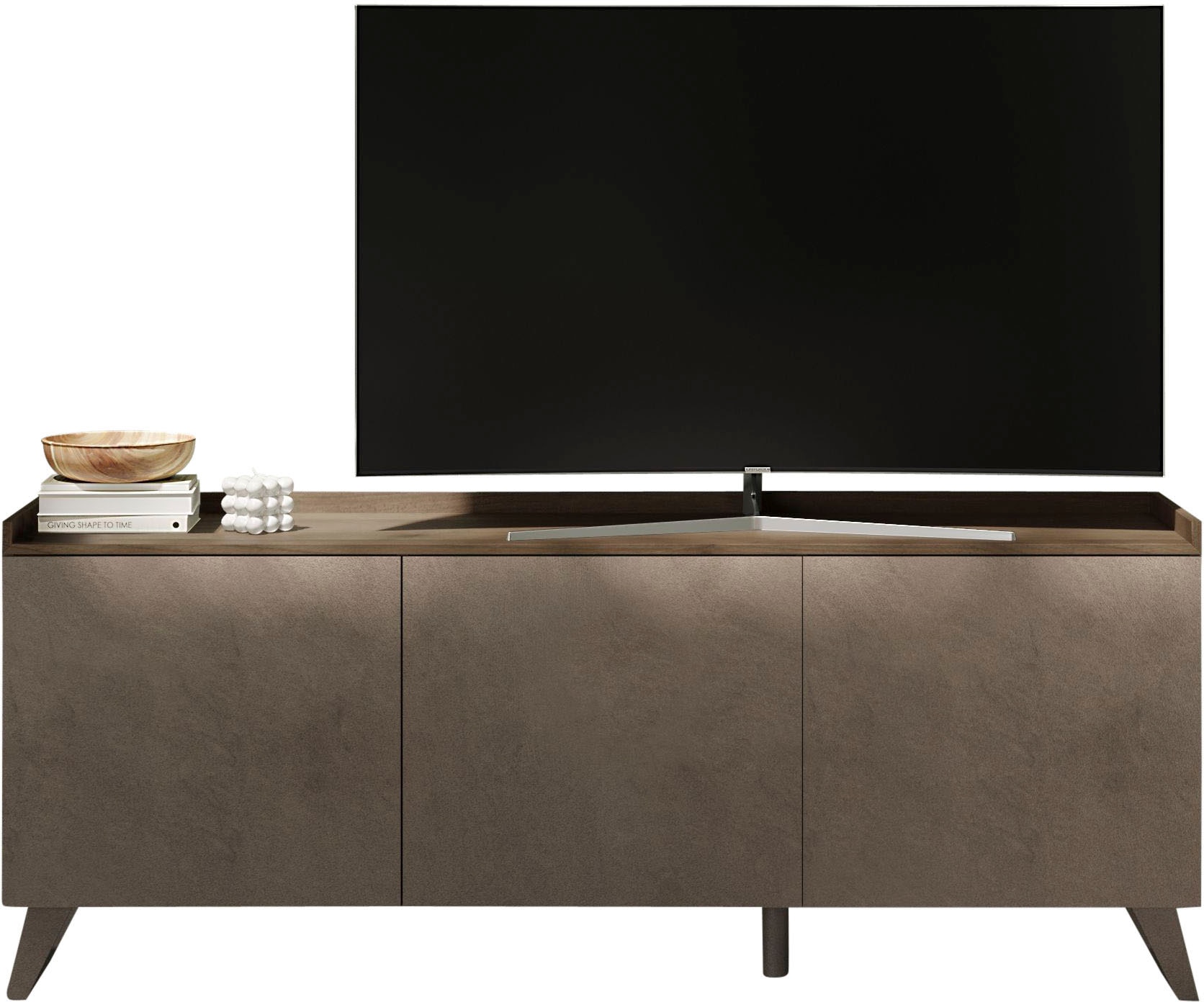 Home affaire Lowboard "Tray, Breite 181 cm, TV-Bank mit 3 Türen" Top "Tablet", Push-to-open Funktion
