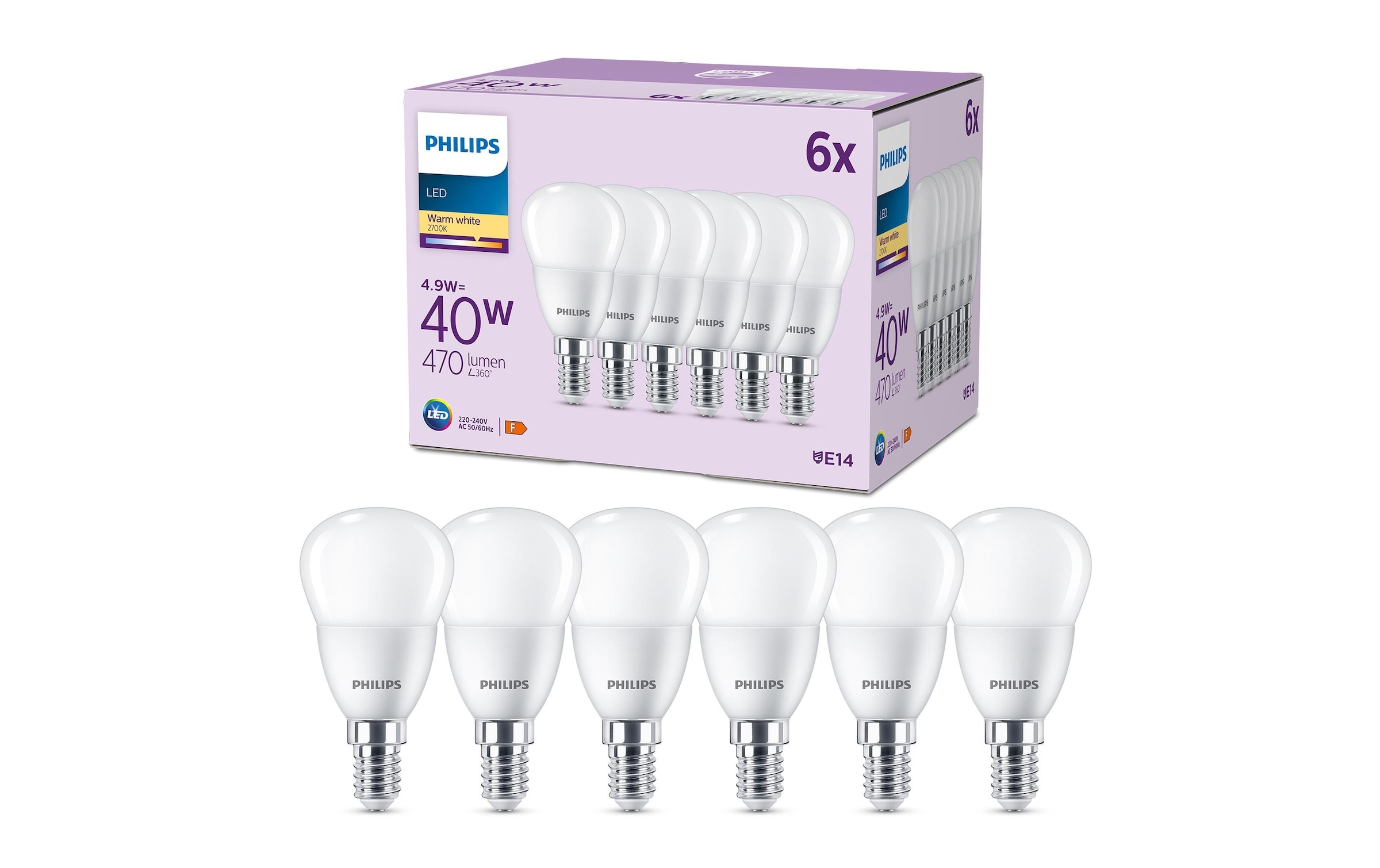 LED-Leuchtmittel »(40W), 4.9W, E14, War«, E14, Warmweiss