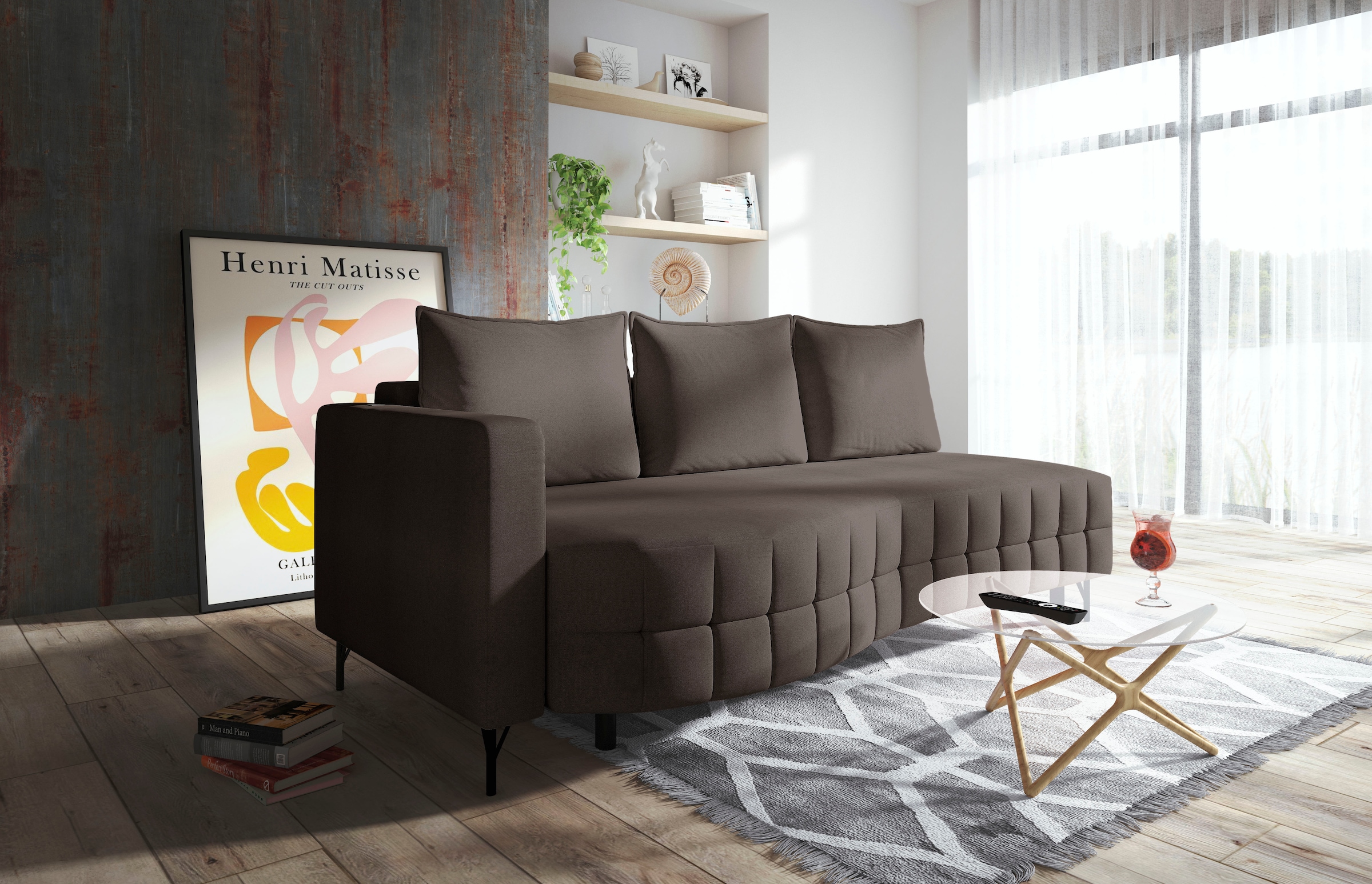 exxpo - sofa fashion Loungesofa »T wiggy Schlafsofa mit Bettfunktion und Bettkasten,«, komfortabler Federkern, super Sitzkomfort, elegante Formensprache