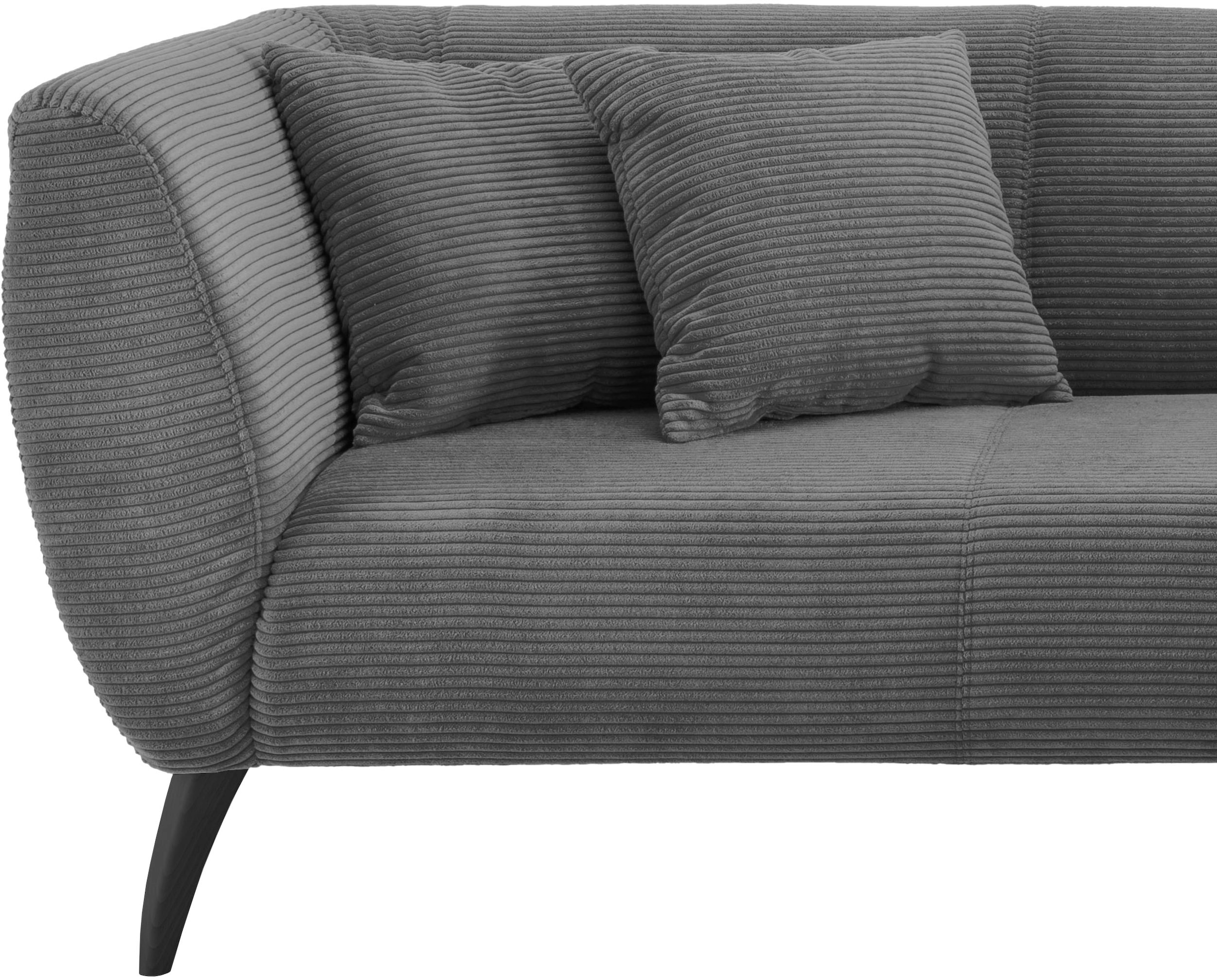 INOSIGN Ecksofa »Colori Polstermöbel mit zeitlos eleganter Rückenführung. L-Form«, Holzfussfarbe wählbar, inkl. 4x Zierkissen