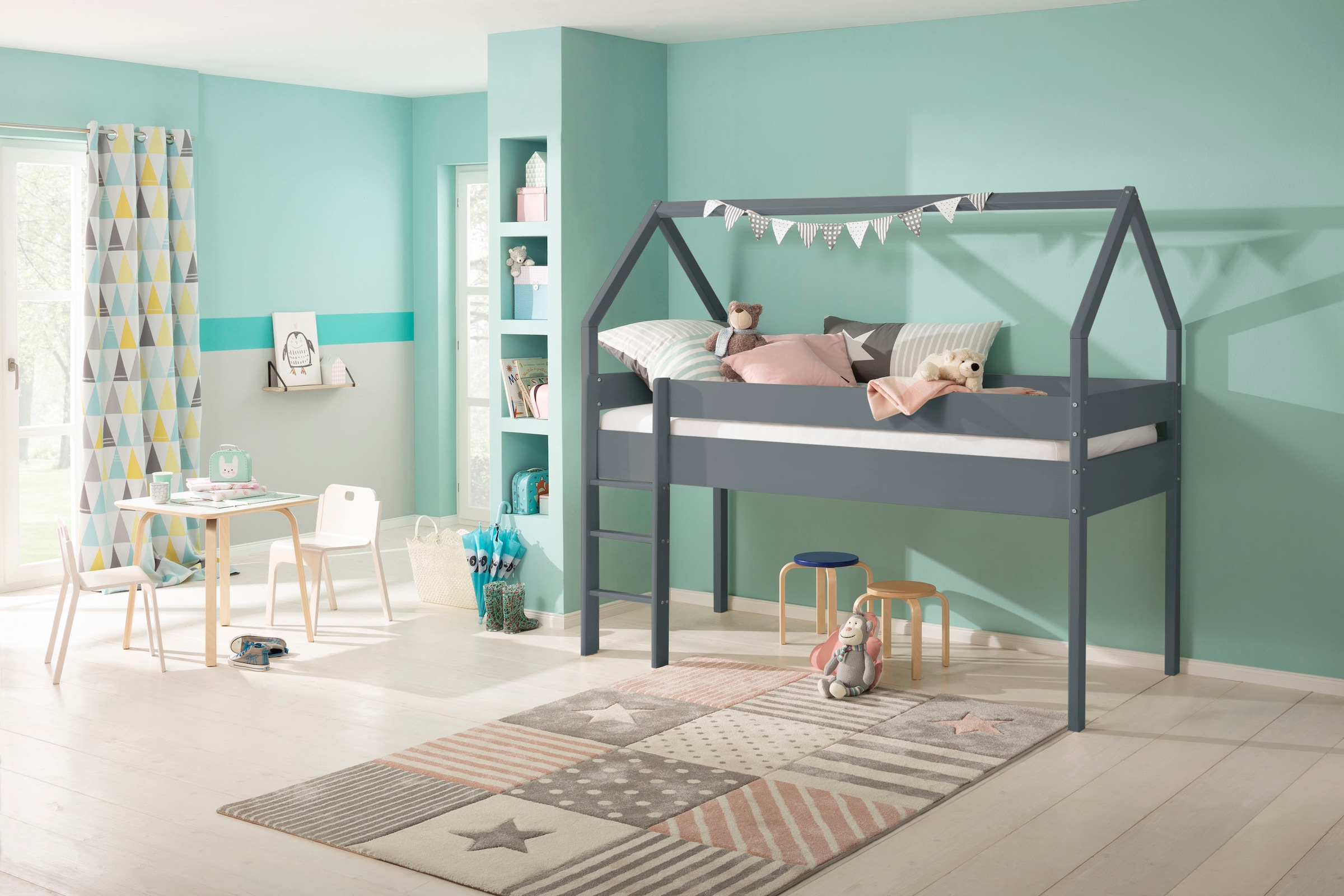 ✵ Lüttenhütt Kinderbett »Alpi«, aus Kiefernholz, in einer Haus-Optik Form,  Liegefläche 90x200 cm günstig ordern | Jelmoli-Versand