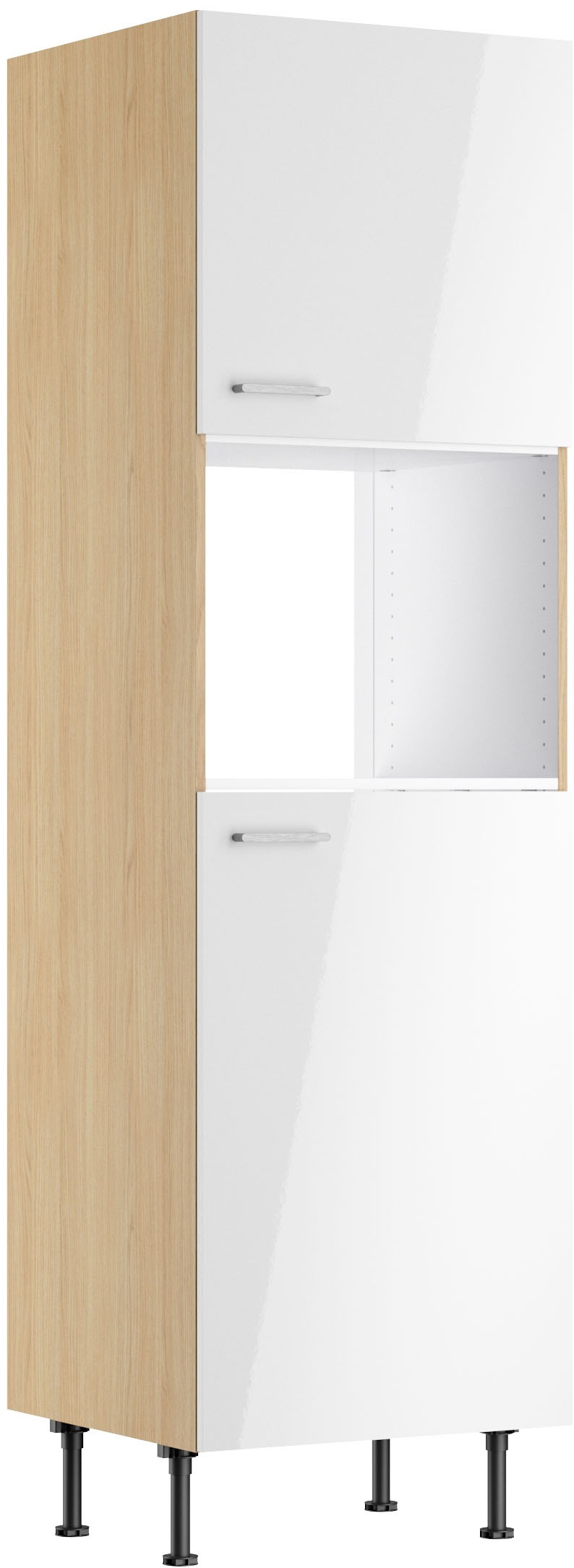 KOCHSTATION Mikrowellenumbauschrank "KS-Lucy" Breite 60 cm, mit 2 Türen, Soft-Close, höhenverstellbare Füsse