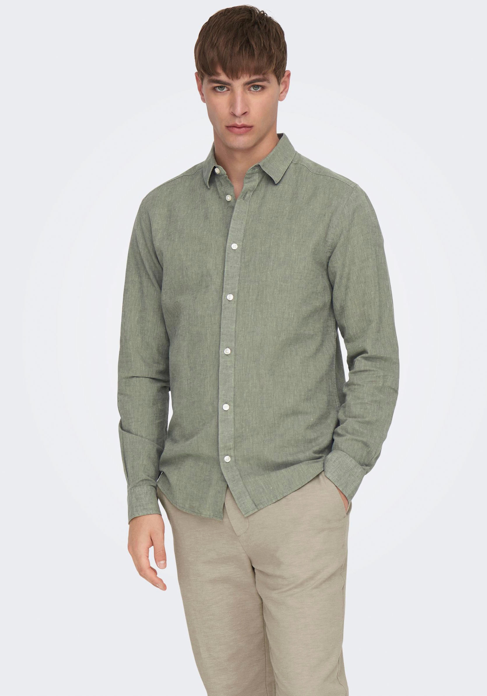 ONLY & SONS Langarmhemd »ONSCAIDEN LS SOLID LINEN SHIRT NOOS«