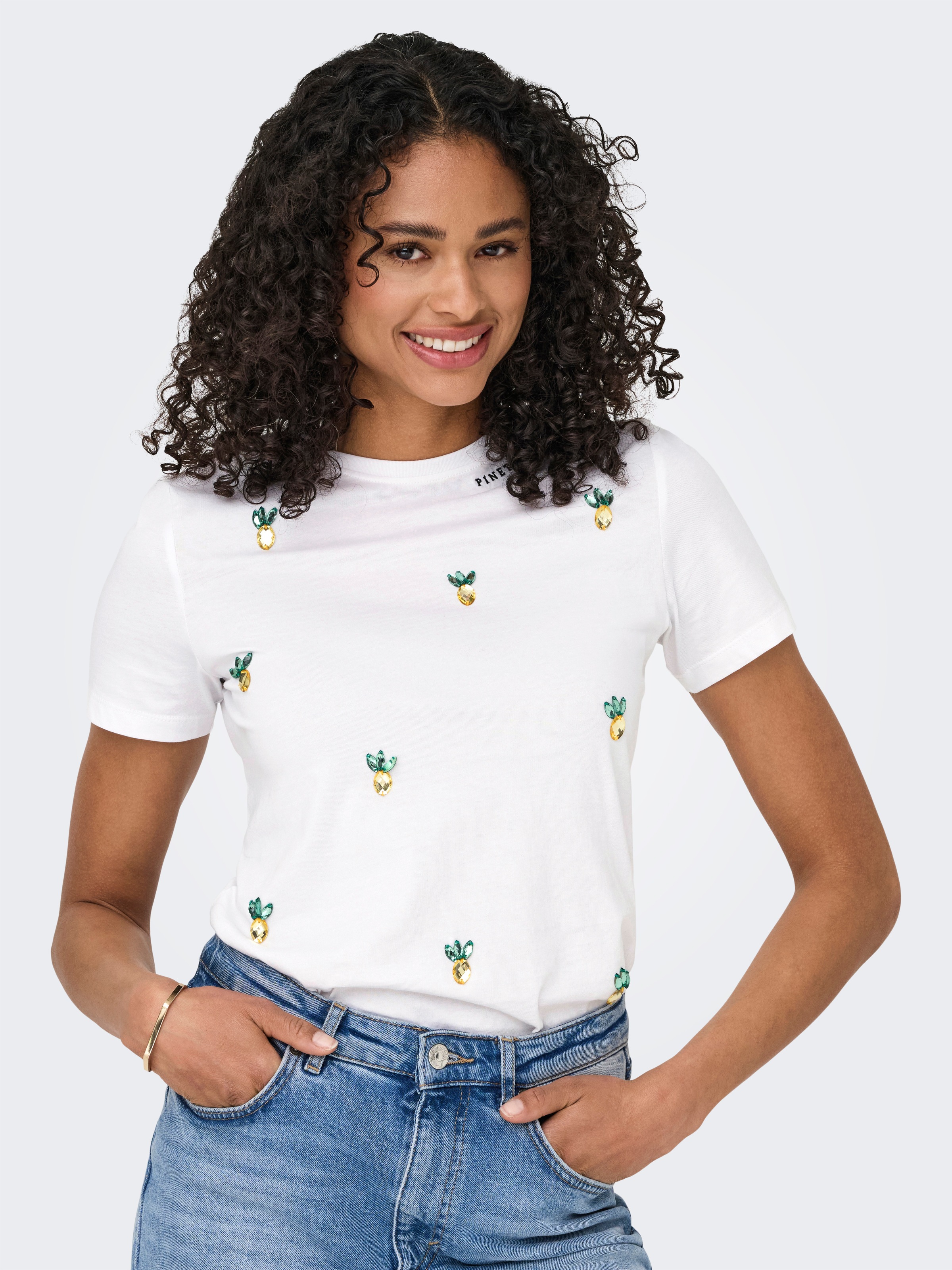 ONLY Kurzarmshirt »ONLKITA LIFE REG S/S PINEAPPLE TOP JRS«