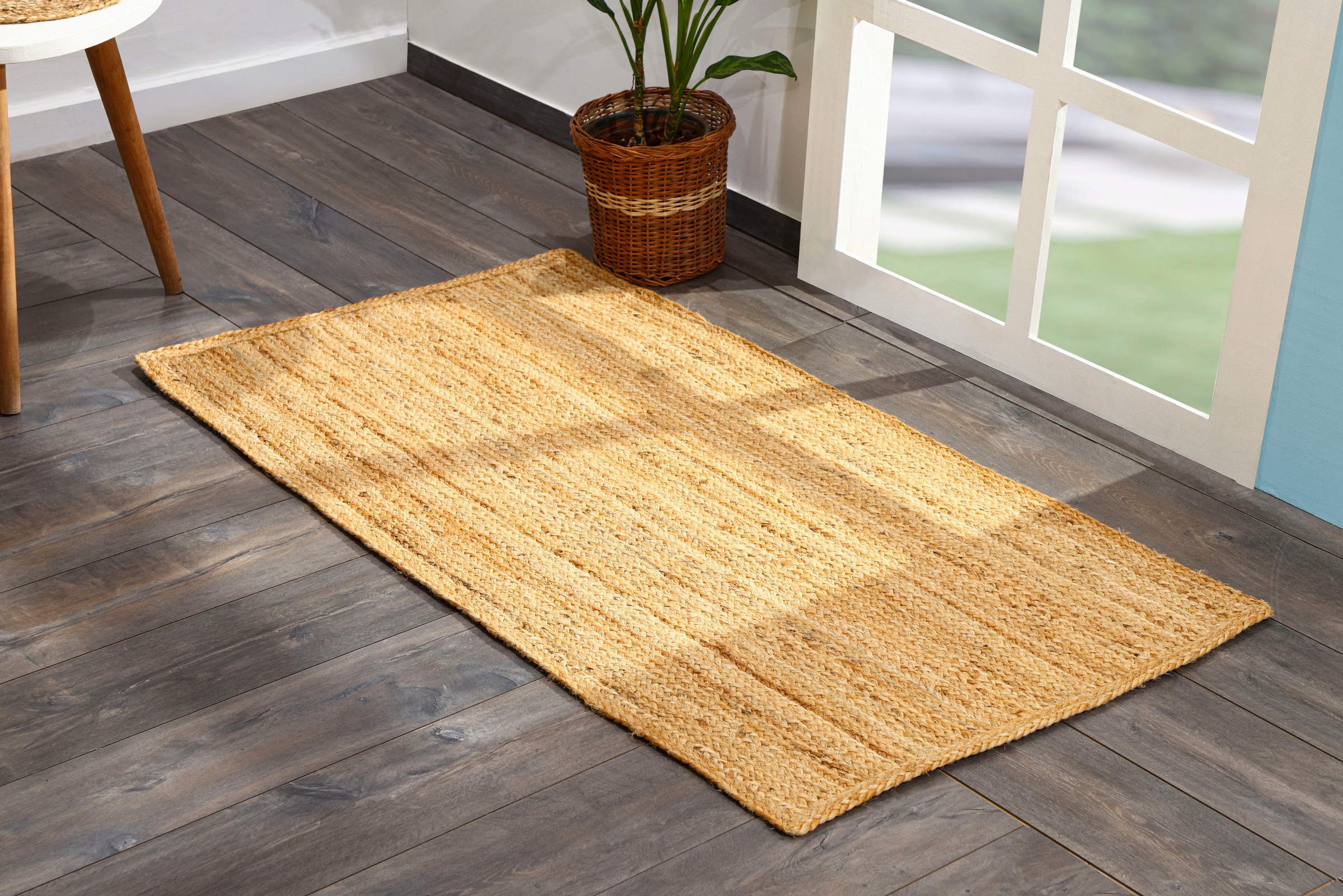 Myflair Möbel & Accessoires Teppich »Lola«, rechteckig, 10 mm Höhe, Juteteppich, Wendeteppich, handgeflochten, 100% Naturfaser, Boho-Style
