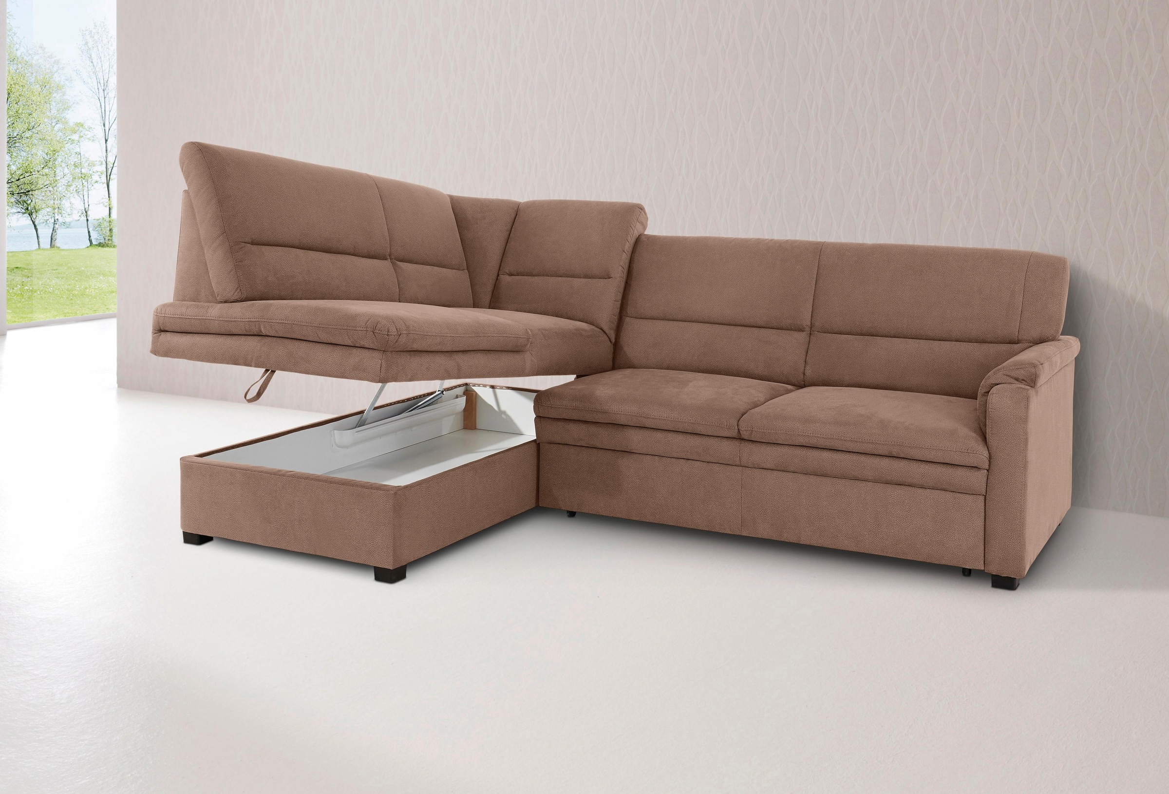 sit&more Ecksofa »Pisa L-Form«, mit Federkern, wahlweise mit Bettfunktion