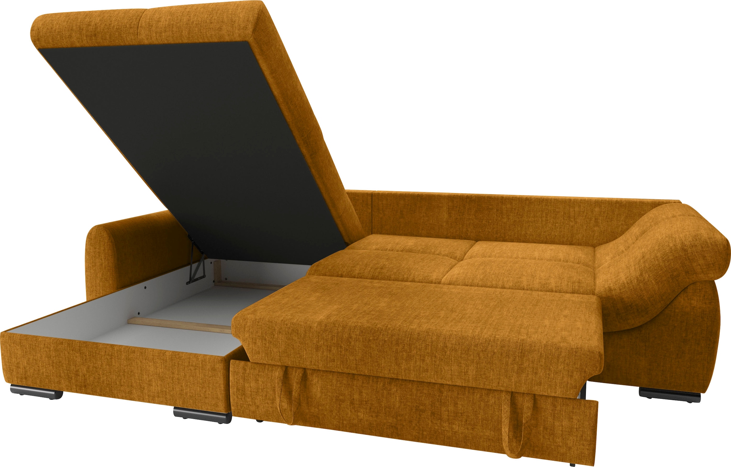 Mr. Couch Ecksofa »Livorno DuraFlex L-Form«, inkl. Hochschläfer-Bettauszug, XL-Bettkasten weiss beschichtet