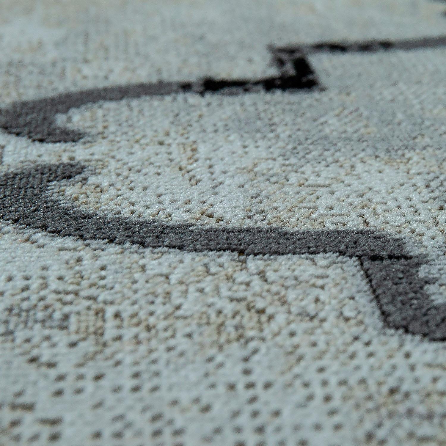Paco Home Teppich »Artigo 411«, rund, 4 mm Höhe, Kurzflor, Vintage Design, In- und Outdoor geeignet