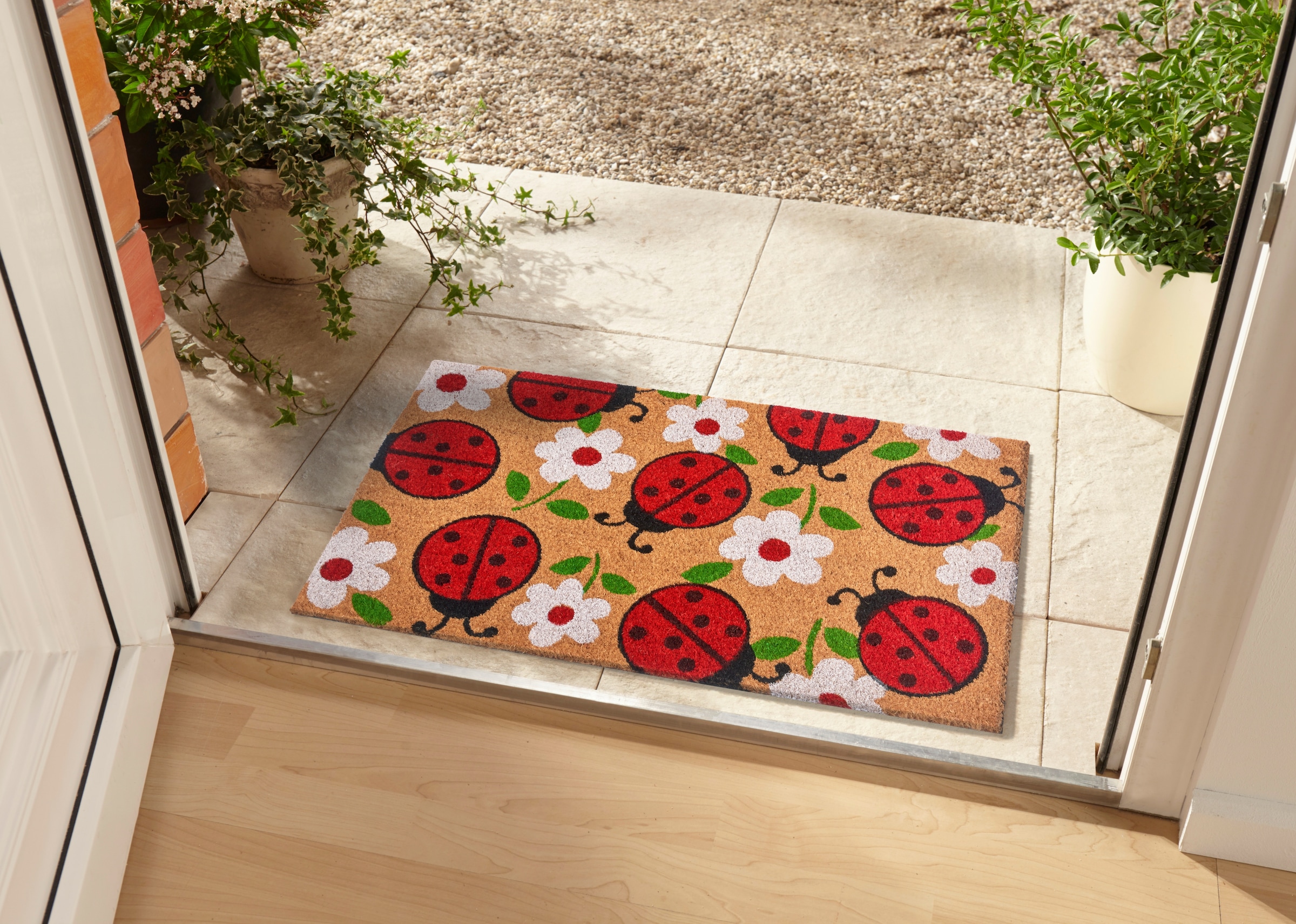 HANSE Home Fussmatte »Lady Beetle, Türmatte«, rechteckig, 15 mm Höhe, Kokos, Schmutzfangmatte, Outdoor, Rutschfest, Innen, Kokosmatte, Flur