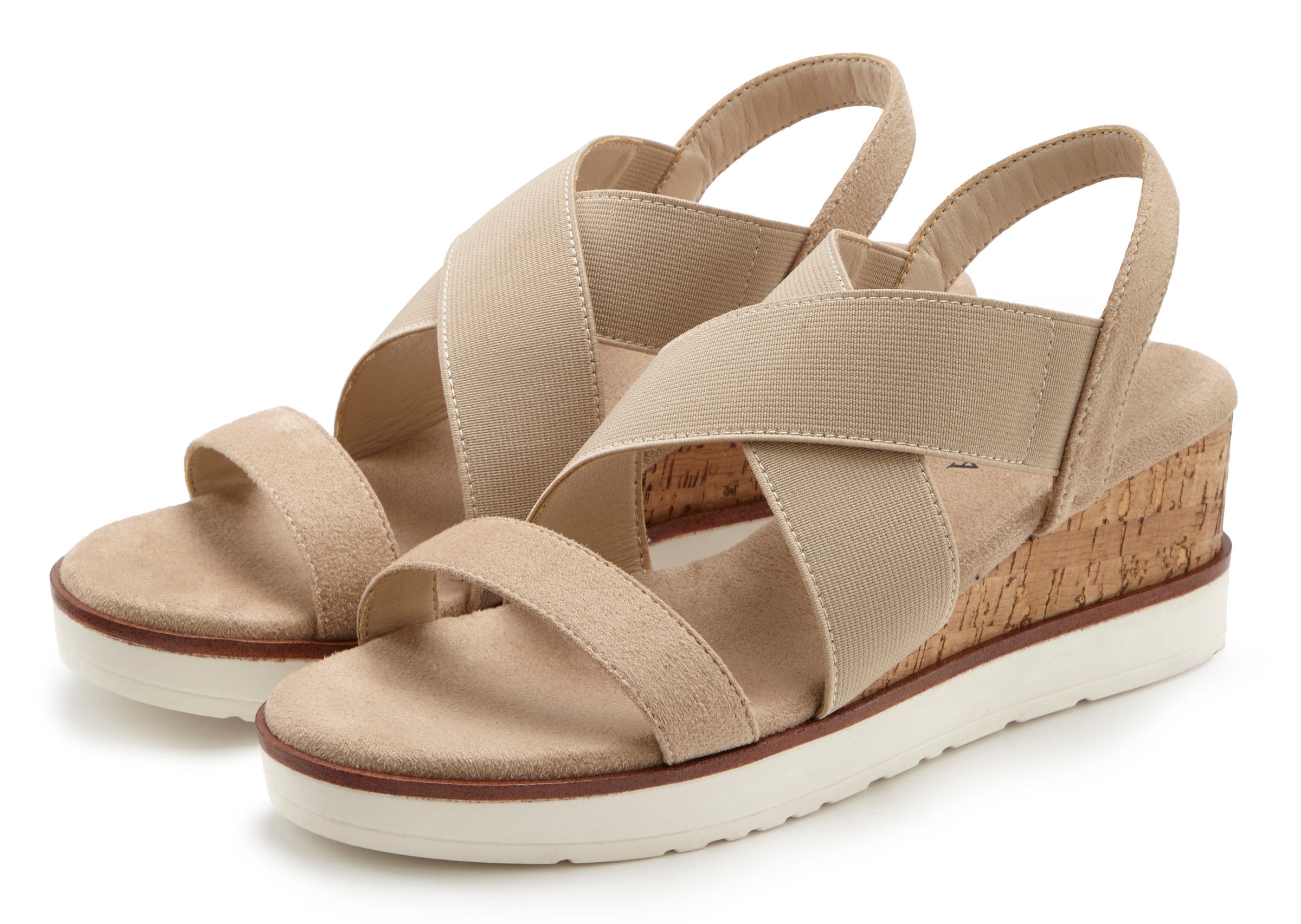 LASCANA Sandalette »Sommerschuh«, Sandale, Sommerschuh mit Keilabsatz und elastischen Riemen VEGAN