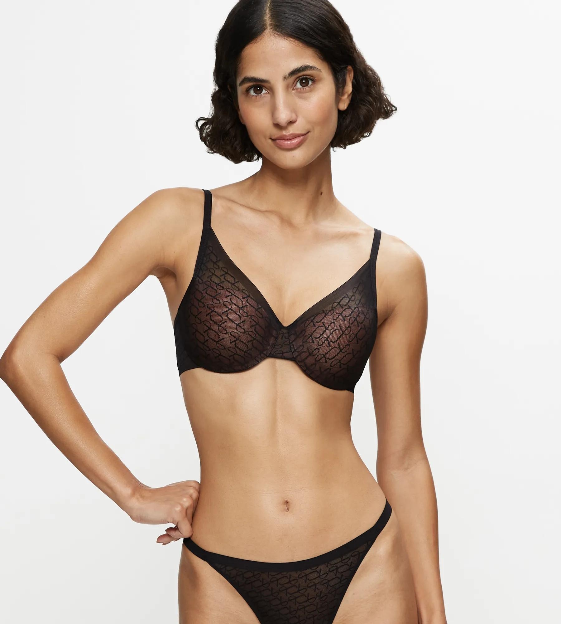 Triumph Halbschalen-BH "Signature Sheer" Monogramm-Tüll, gepolsterte Cups, Spitzen-Details, weich, Tüll