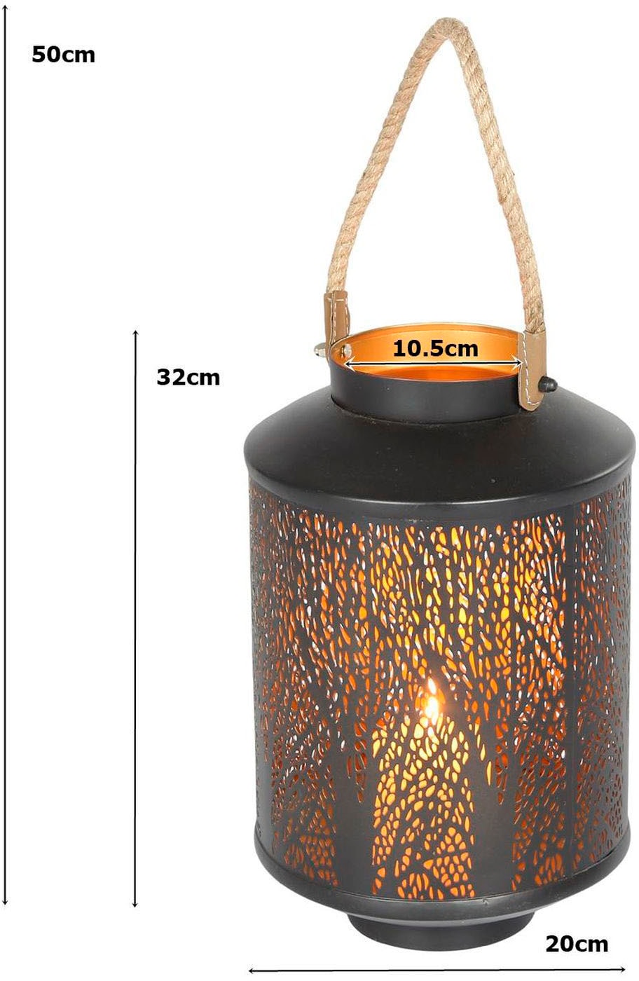 Ambiente Haus (H) bestellen Kerzenlaterne Walddesign, | (1 50cm«, »Laterne - online Jelmoli-Versand Tau St.) Griff