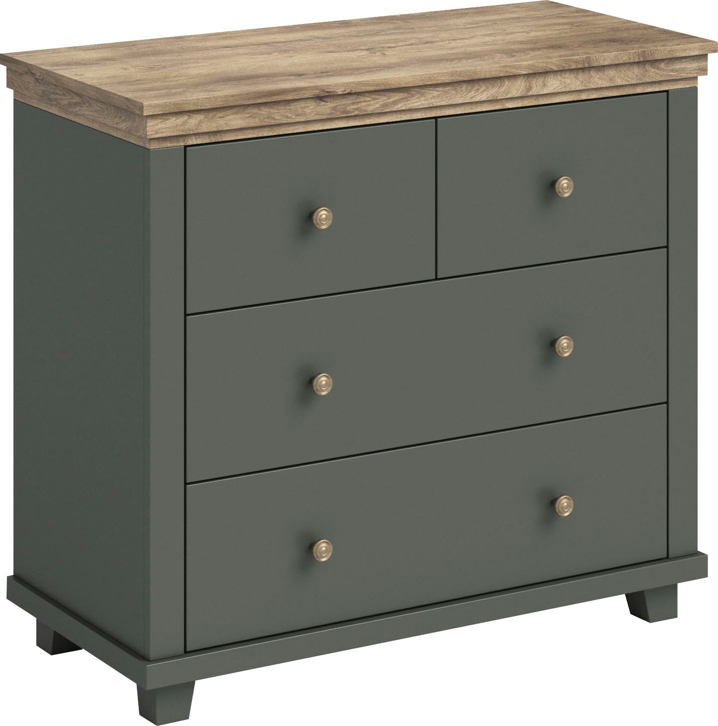 Home affaire Schubkastenkommode "Evora mit 4 Schubladen, 90x42x80,5 cm (BxTxH), FSC-zertifiziert" Kommode mit MDF-Applikationen, Landhausstil, passende Ergänzung