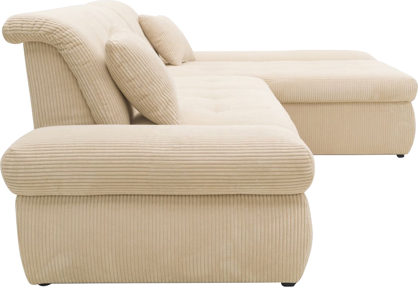 DOMO collection Ecksofa »Moric Luxus - B/T/H 300/172/80 cm, XXL-Format«, L-Form, 140kg Belastung/Sitz, Cord, creme
